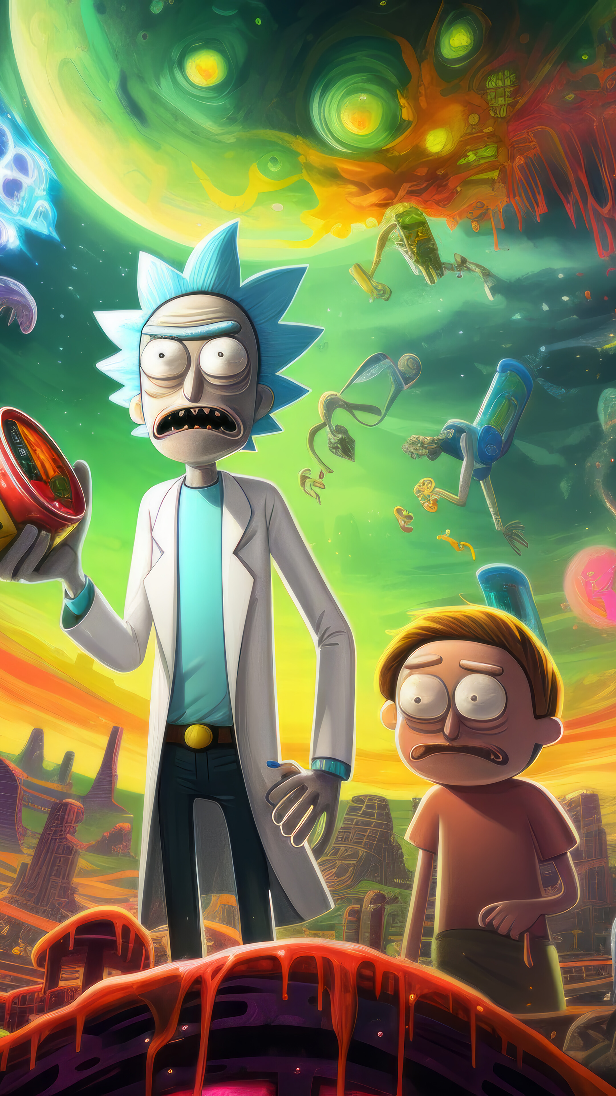 Rick and Morty Art 4K Wallpaper iPhone