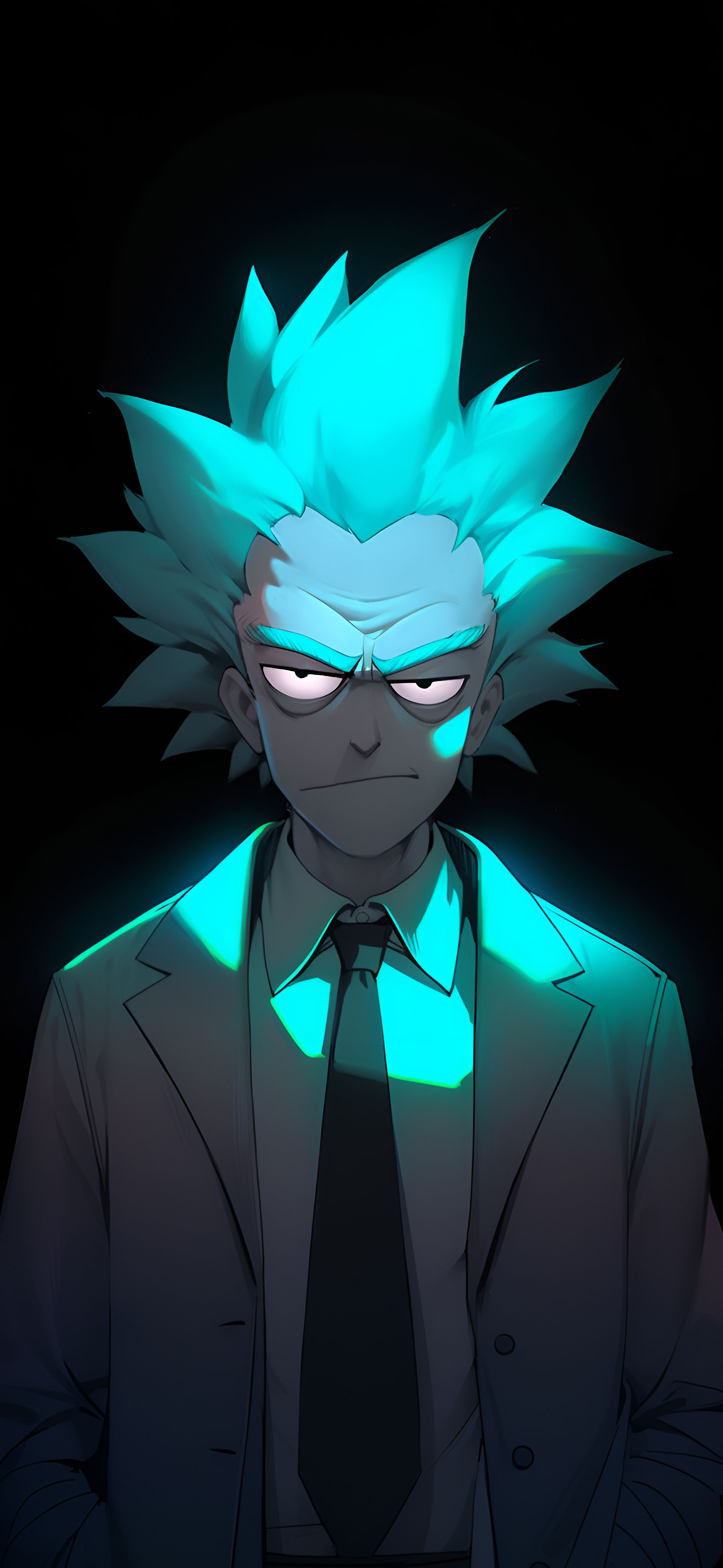 Disdainful Rick Sanchez Neon Wallpaper