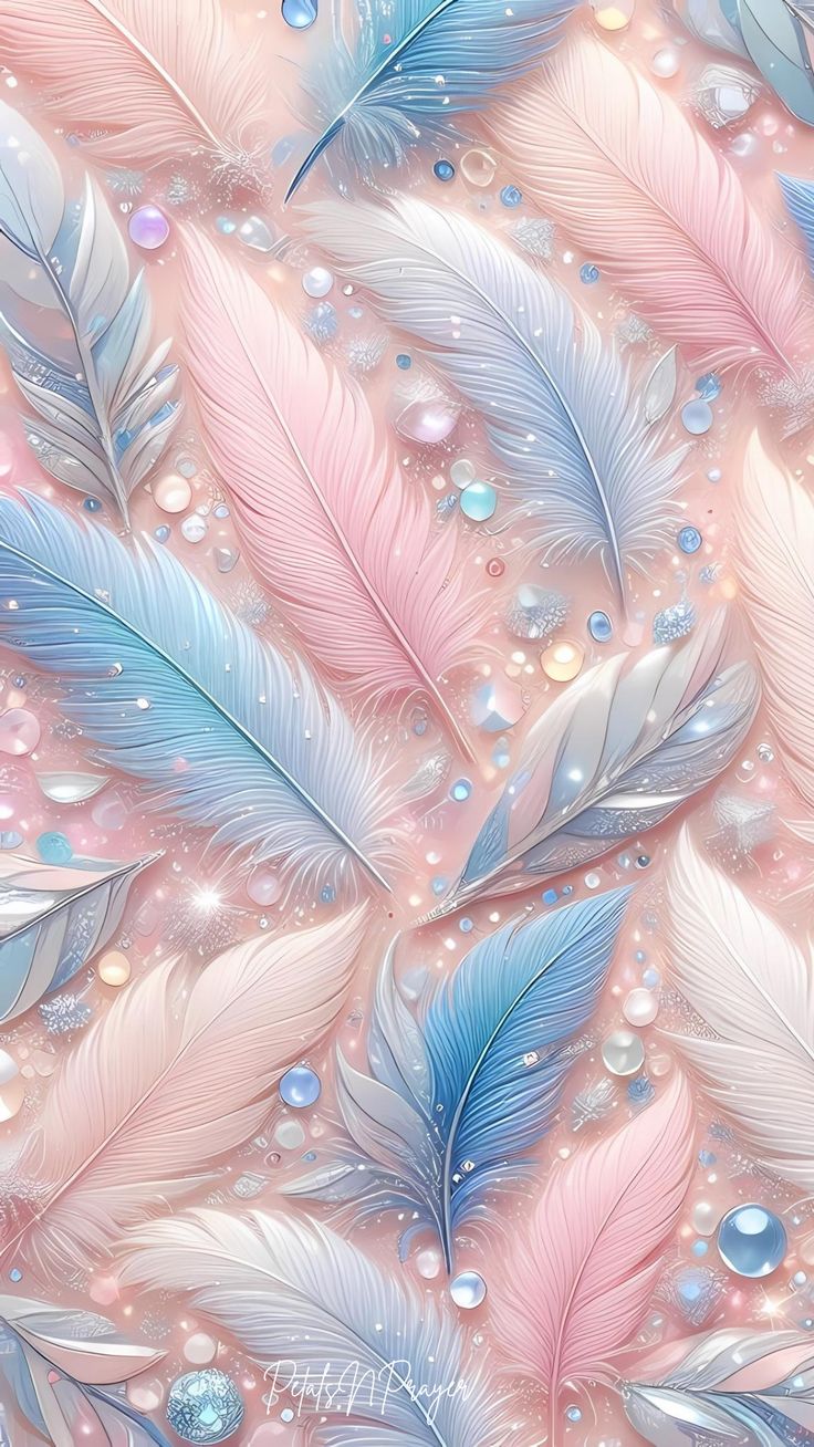 Pink & Blue Feather Phone Wallpaper