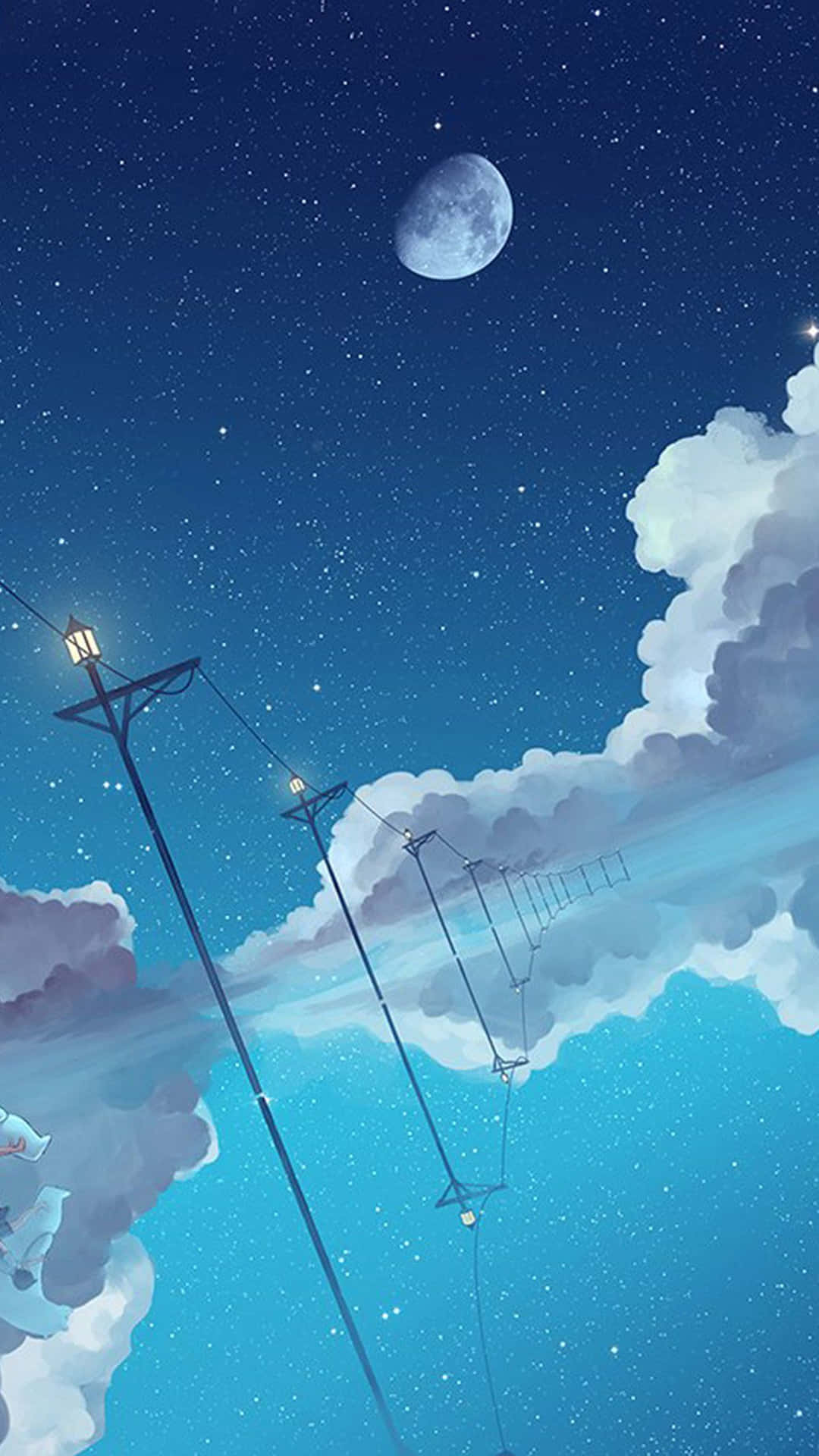 Download Moon And Stars Phone Anime Wallpaper