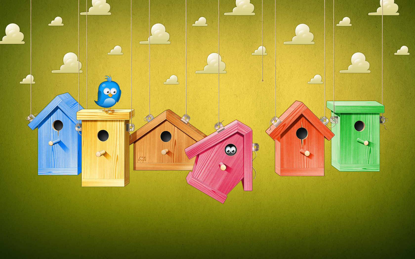 Bird House Artistic Cartoon Wallpaper
