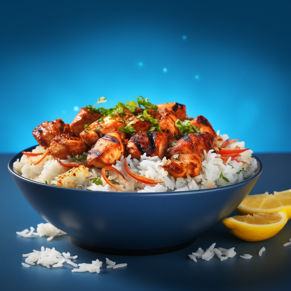 Chicken Kabob over rice bowl