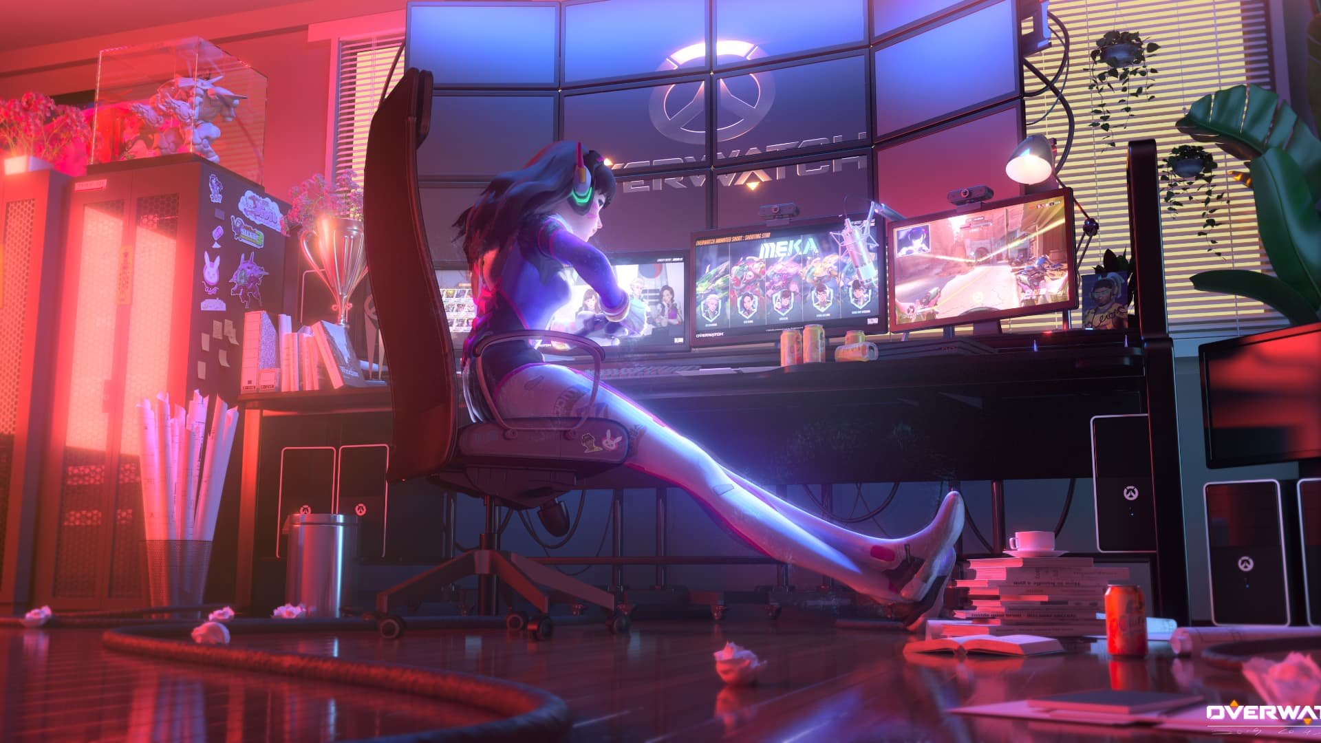Overwatch D.VA Gaming Setup Wallpaper