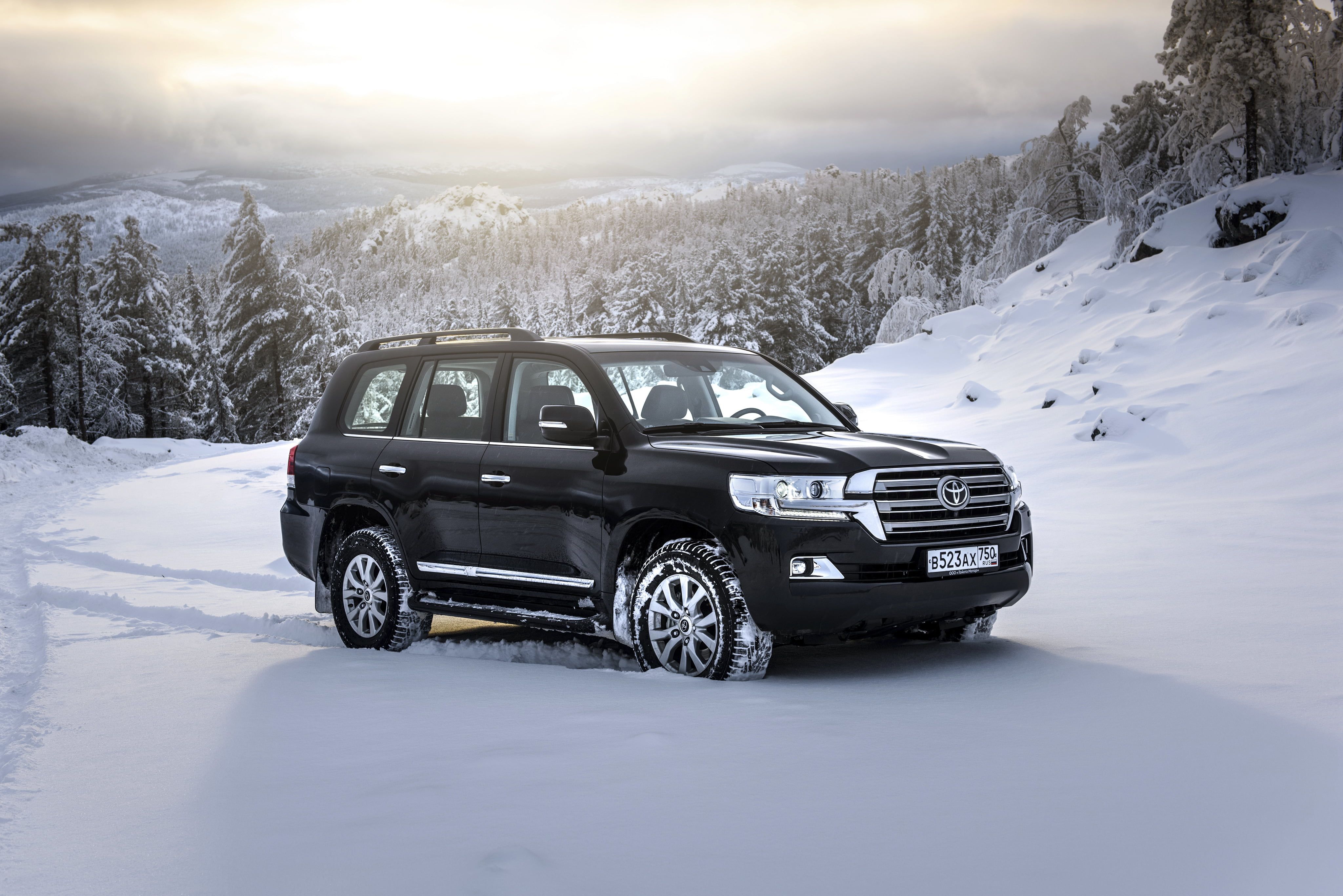 HD wallpaper: black Toyota SUV, snow