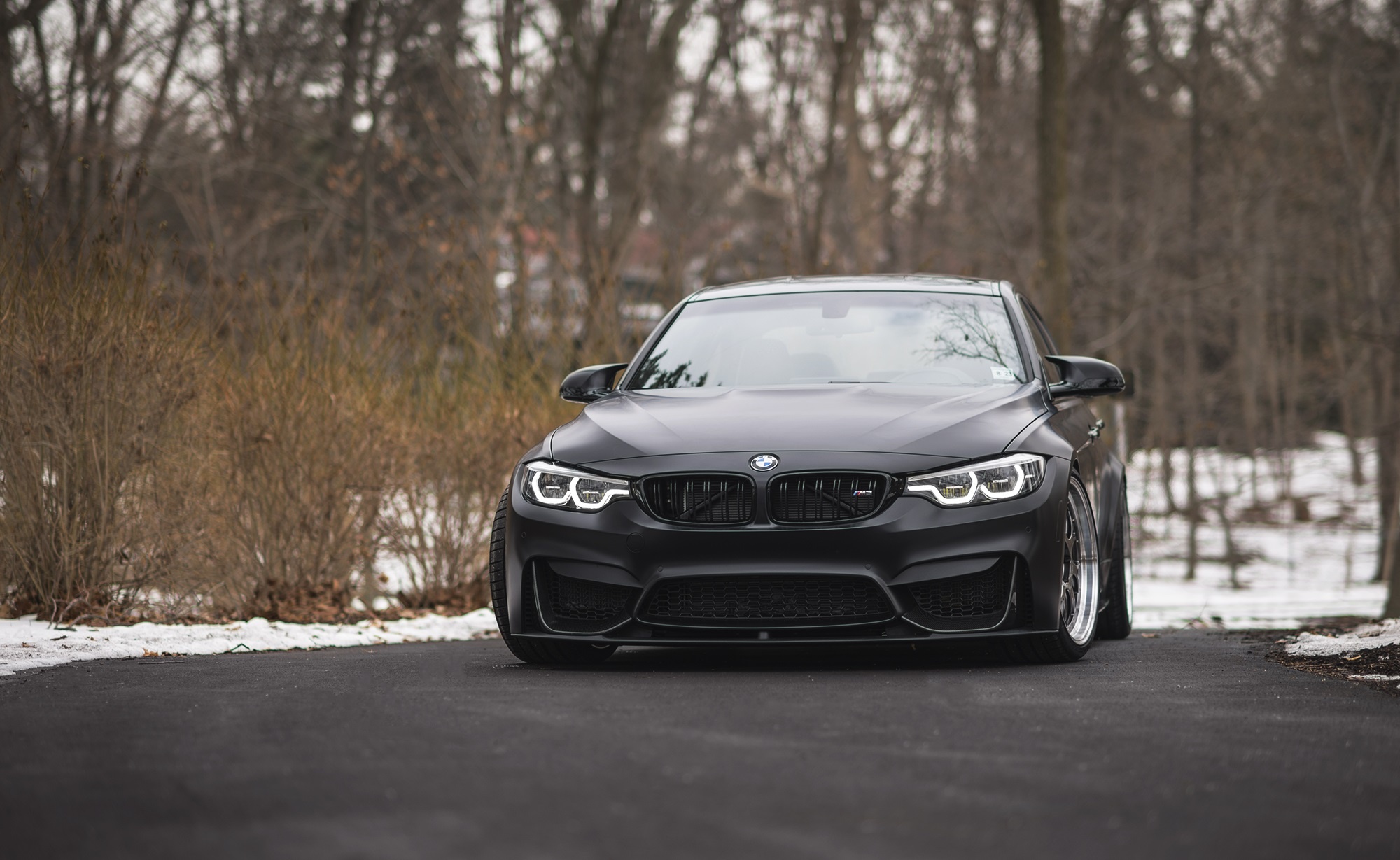 Wallpaper BMW, Winter, Black, Snow, F80