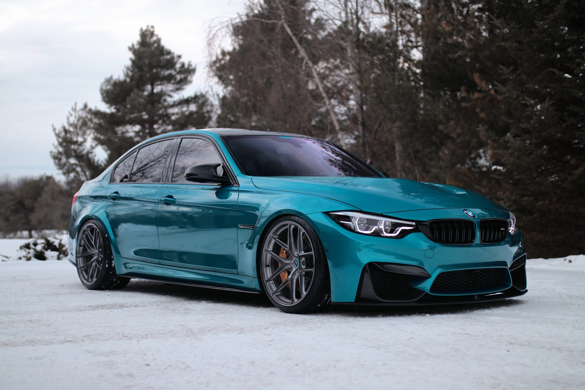 Wallpaper BMW, Blue, Winter, Snow, F80