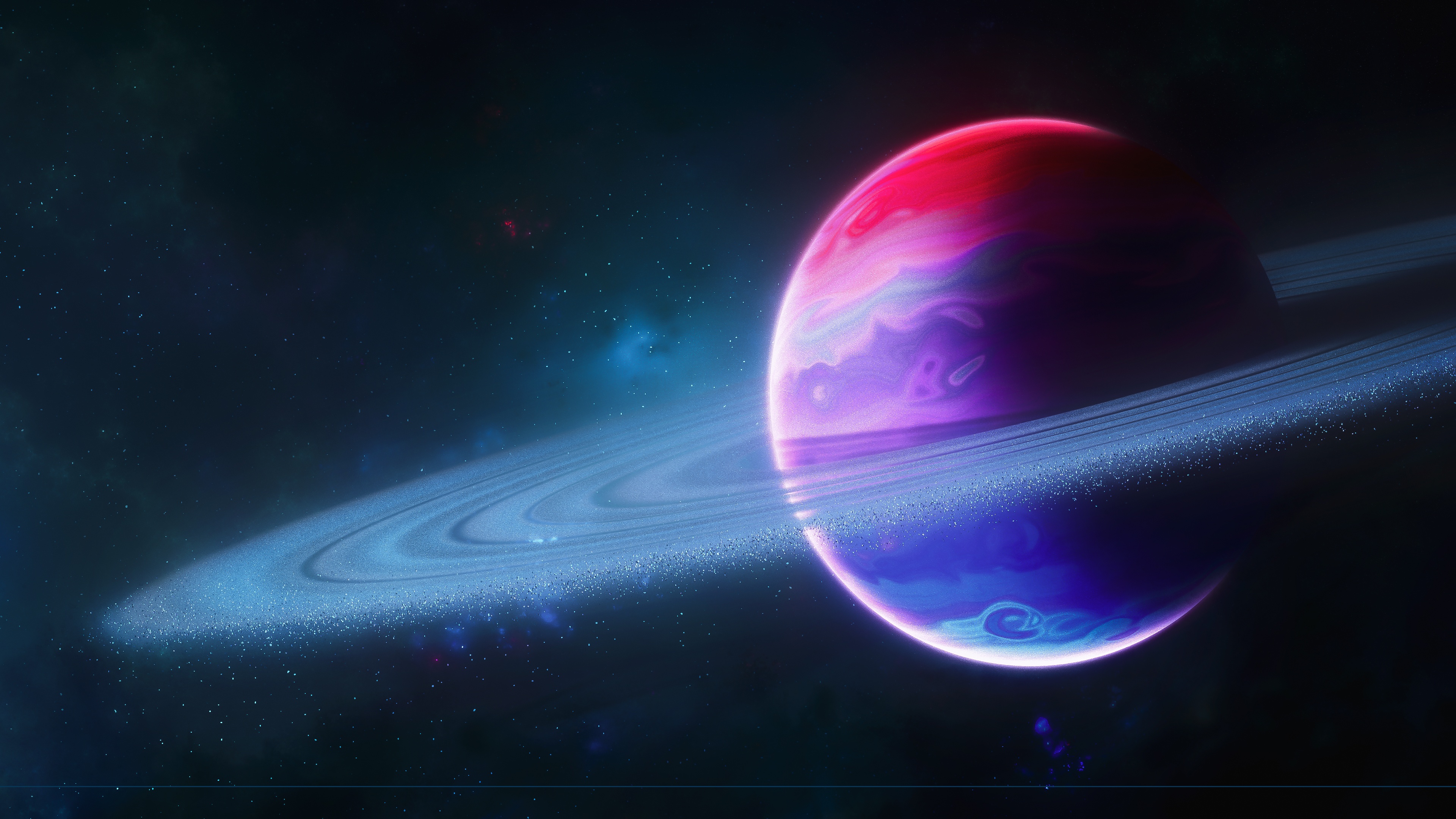 Planet Wallpaper 4K, Rings of Saturn