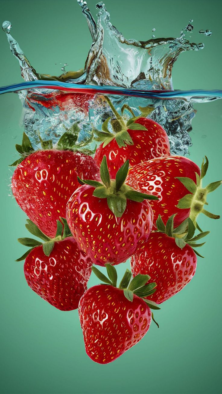Wallpaper strawberries, water, splashes