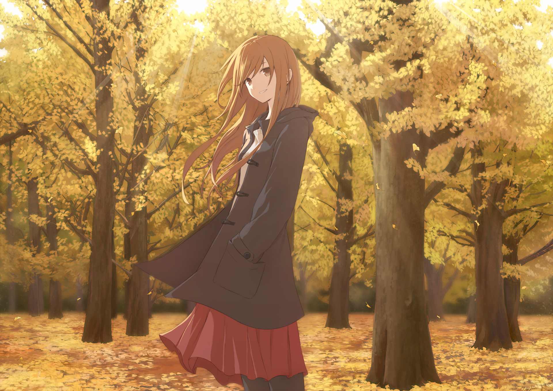 Autumn Stroll Anime Original HD Wallpaper