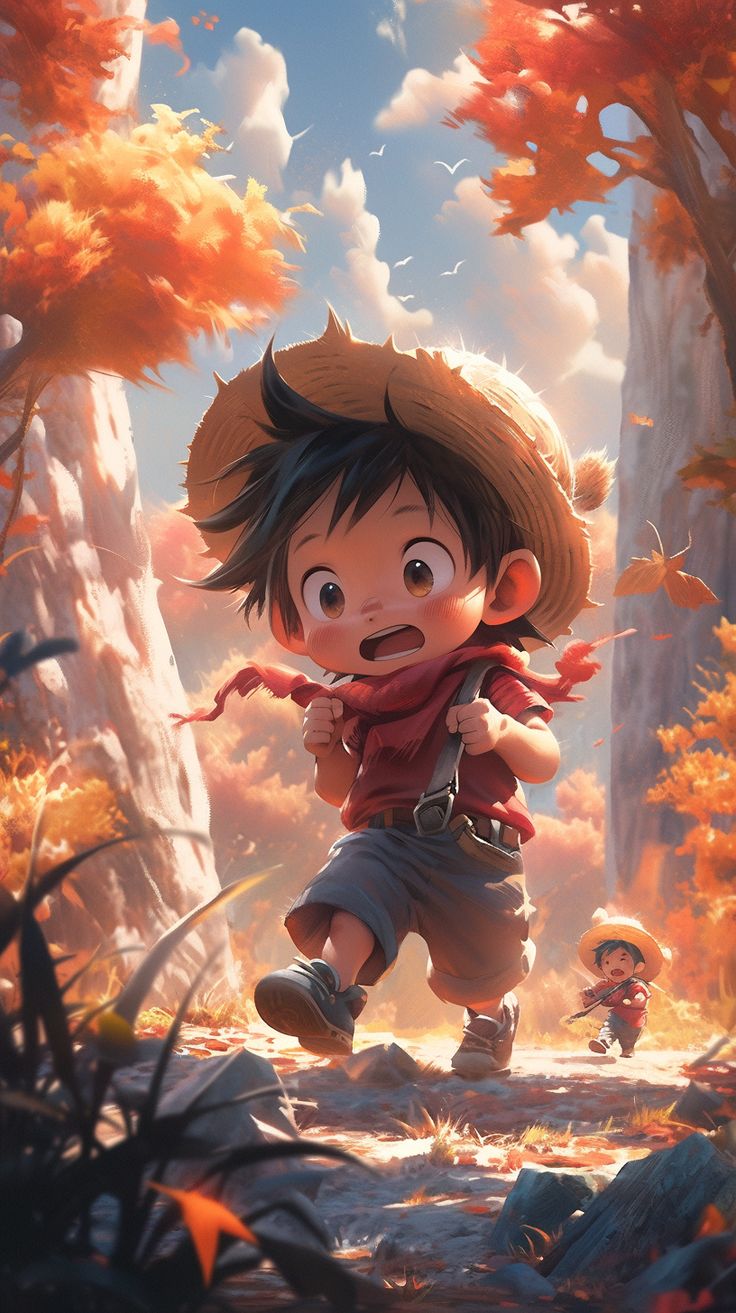 Cute Baby Monkey D. Luffy Autumn Fall