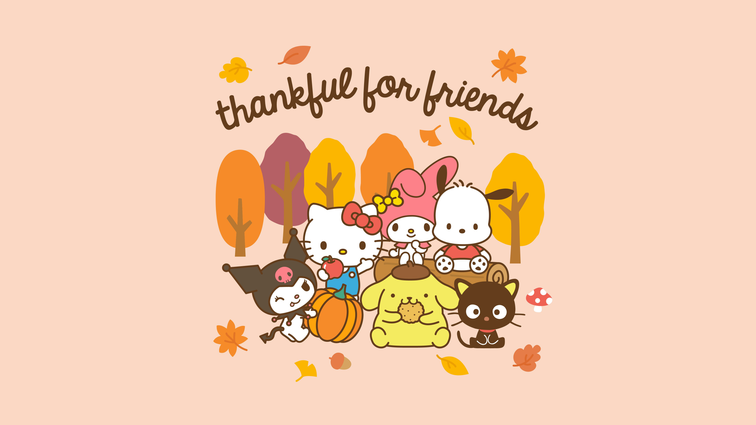 Thankful Wallpaper 4K, Friends, Sanrio