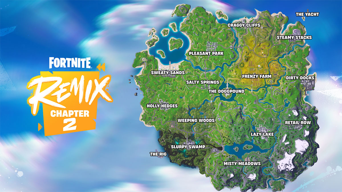 map of Fortnite Remix Chapter 2