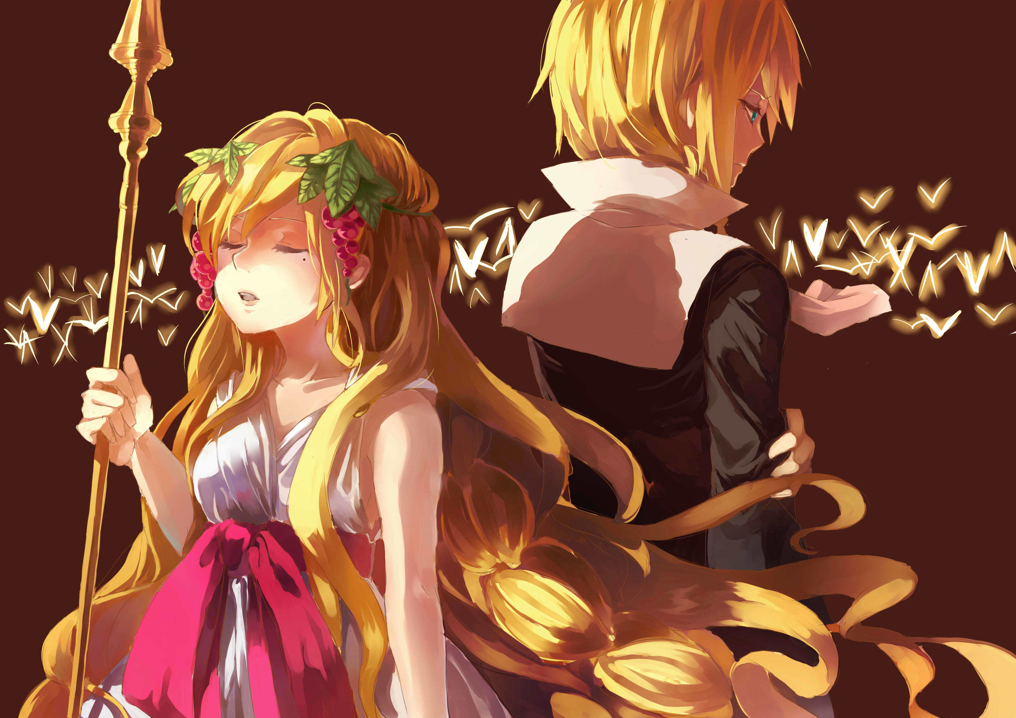 Wallpaper girl, hair, blonde, staff