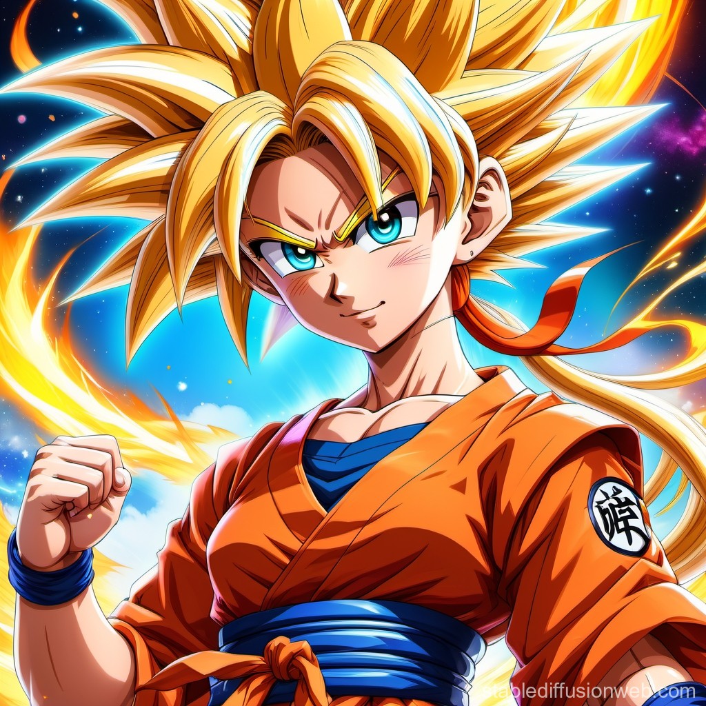 Female Goku Character Concept. Stable