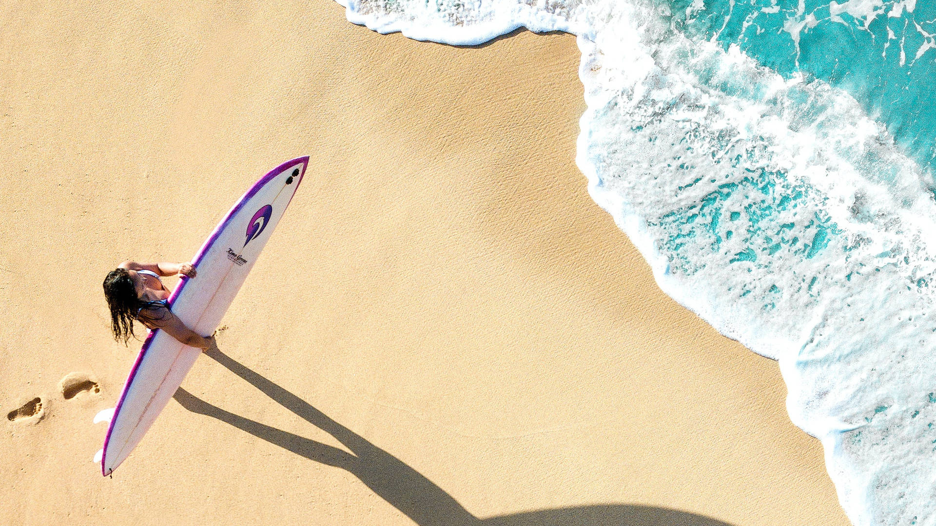 Download Girl About To Go Surfing Wallpaper