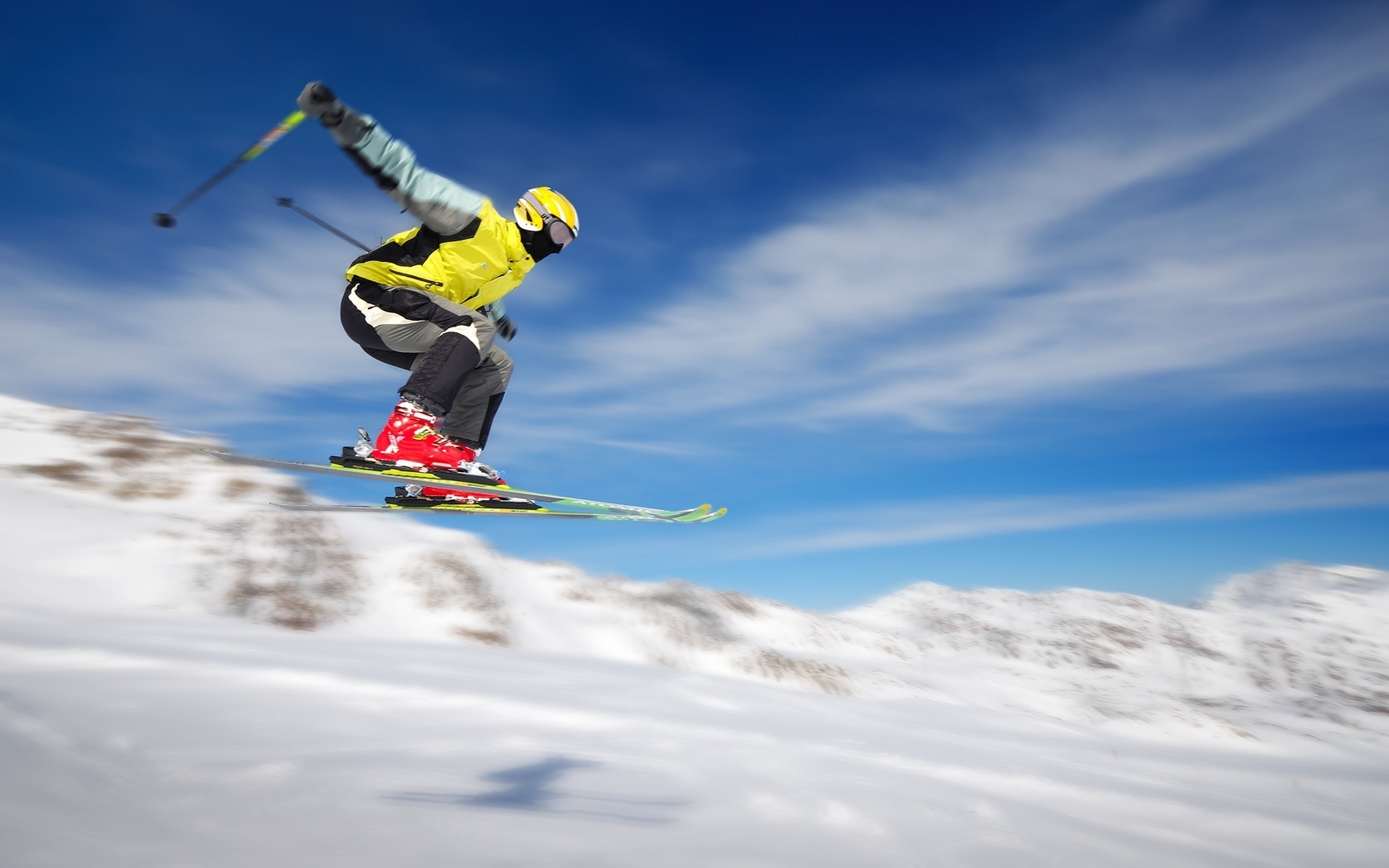 Wallpaper snow, flight, movement, sport