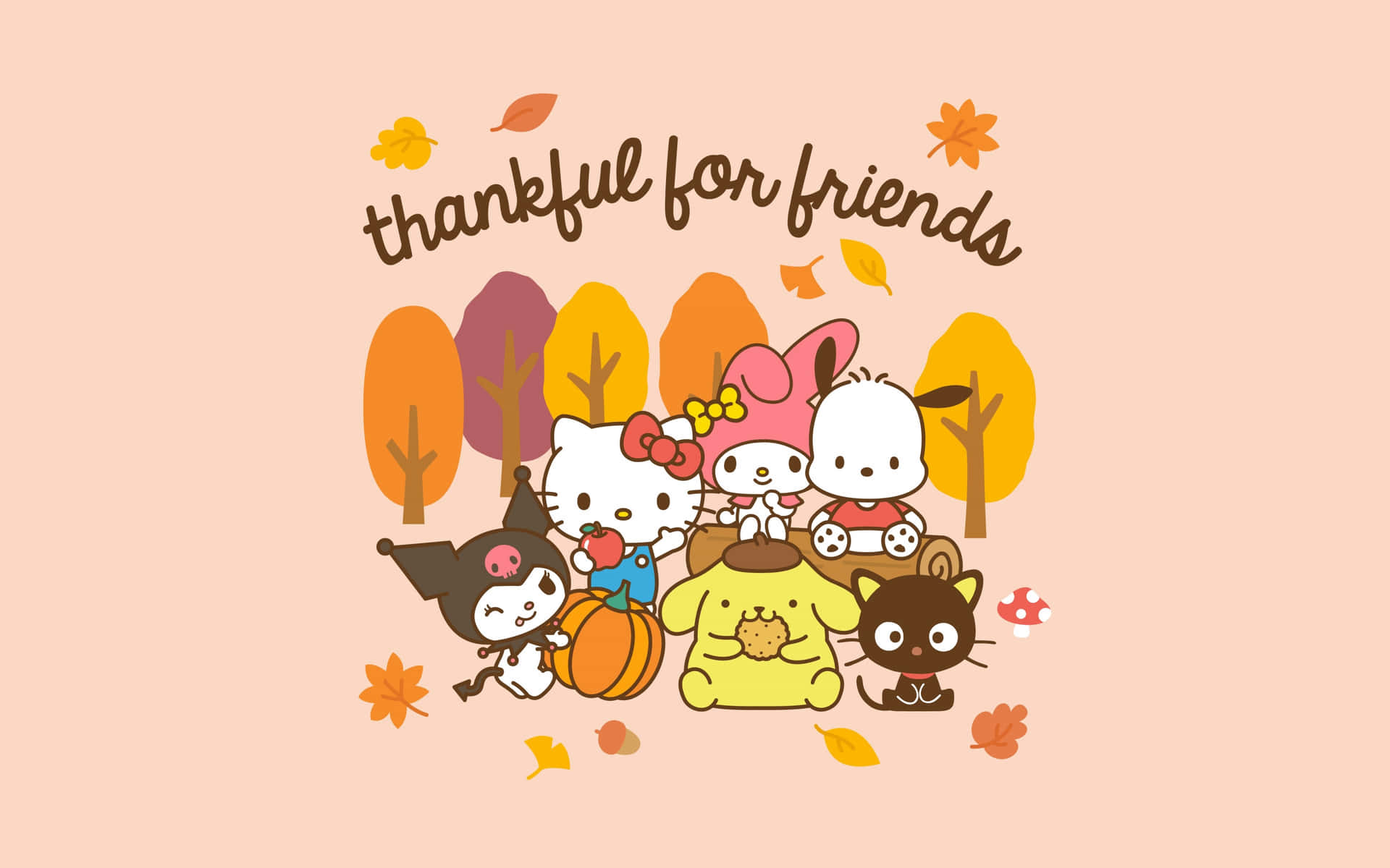 Download Hello Kitty Friends Thanksgiving Aesthetic Wallpaper