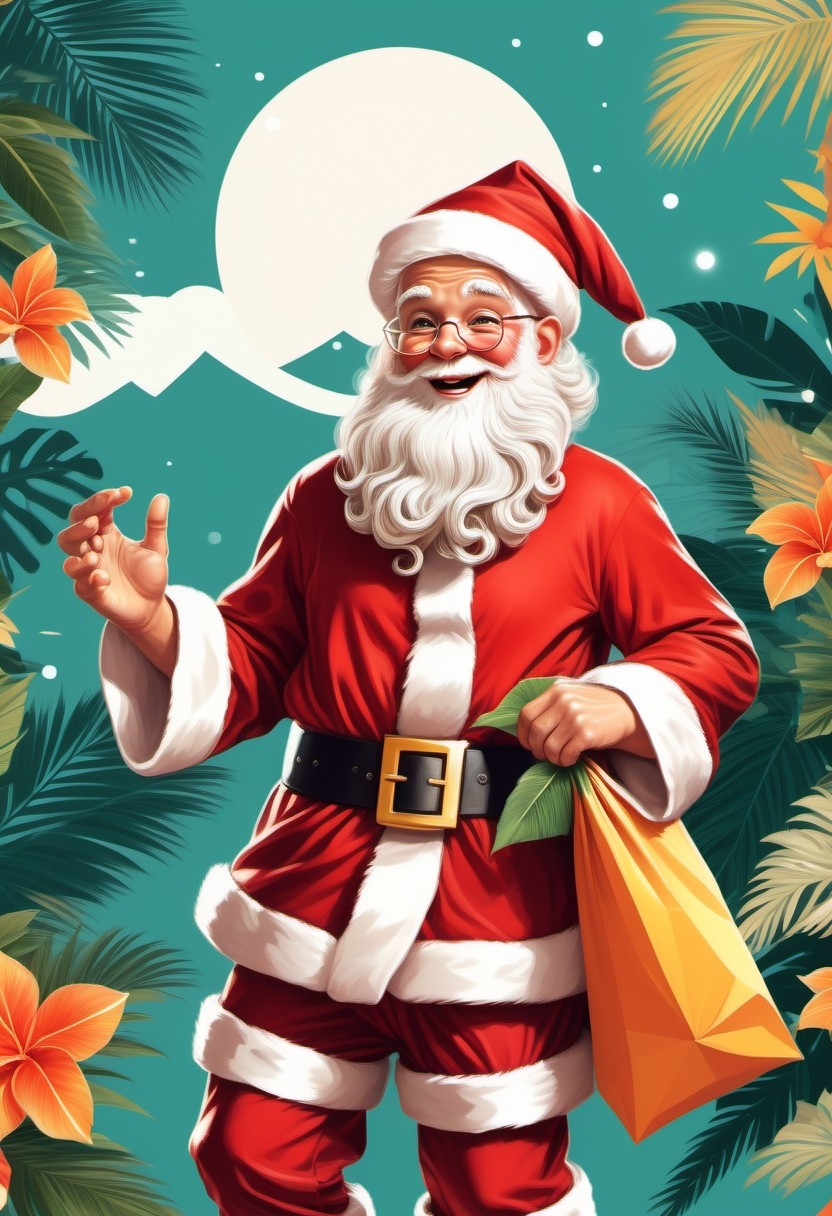 Dynamic Santa Claus Retro Illustration