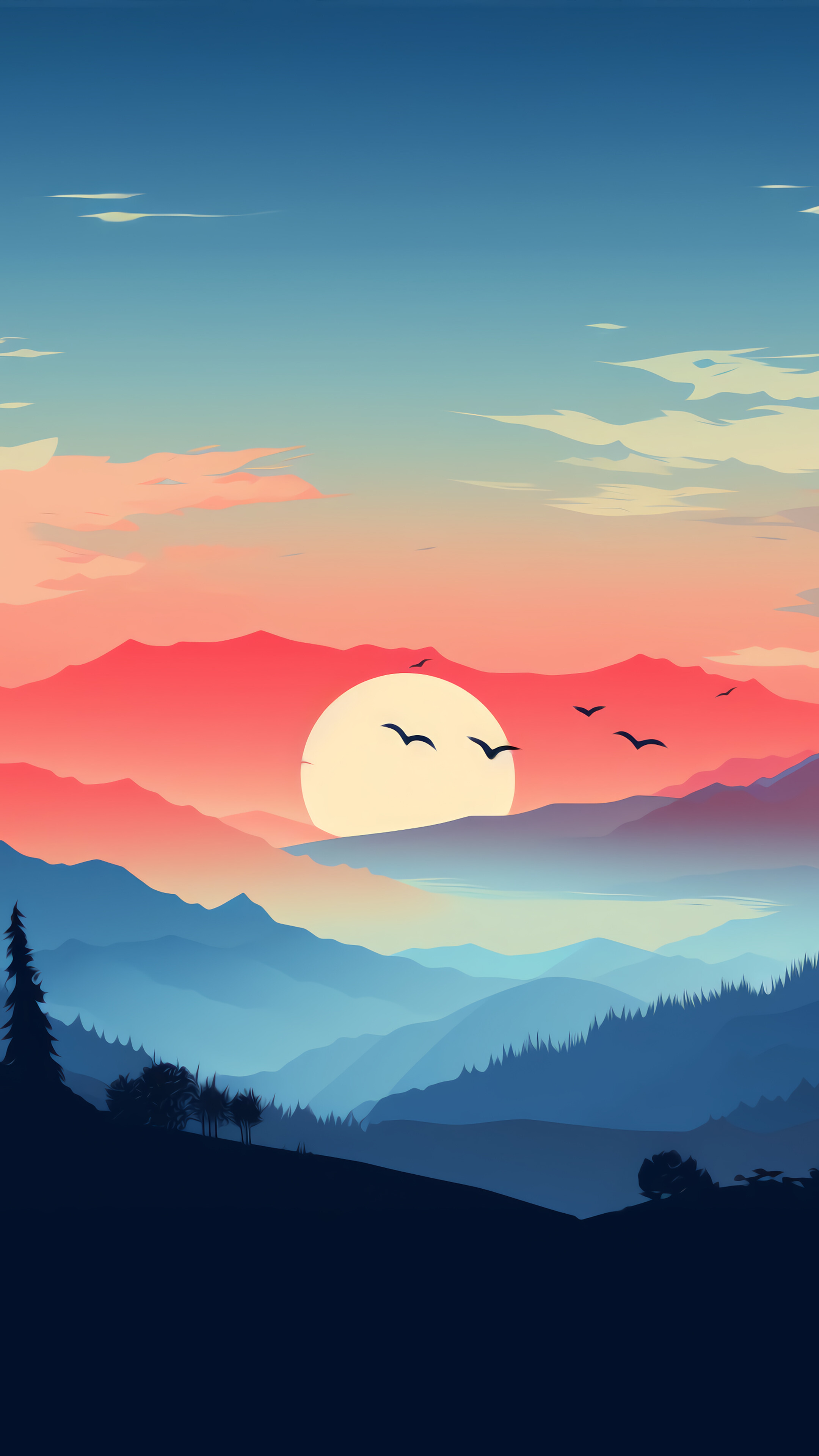 Sunrise Minimalist Scenery 4K Wallpaper