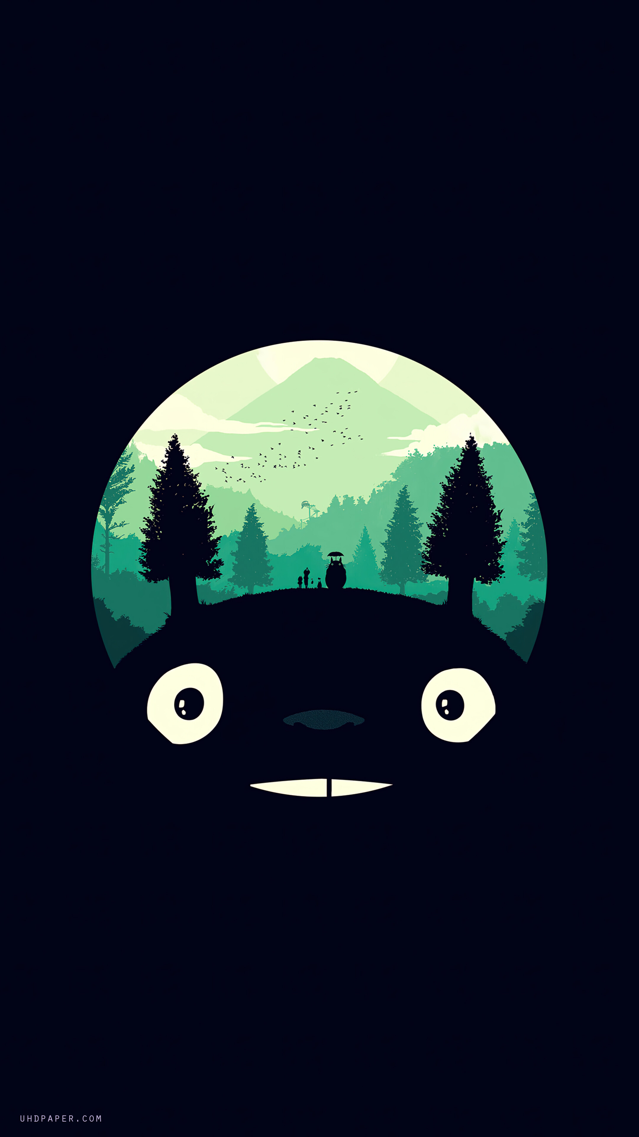 Totoro Anime Simple 4K Wallpaper iPhone