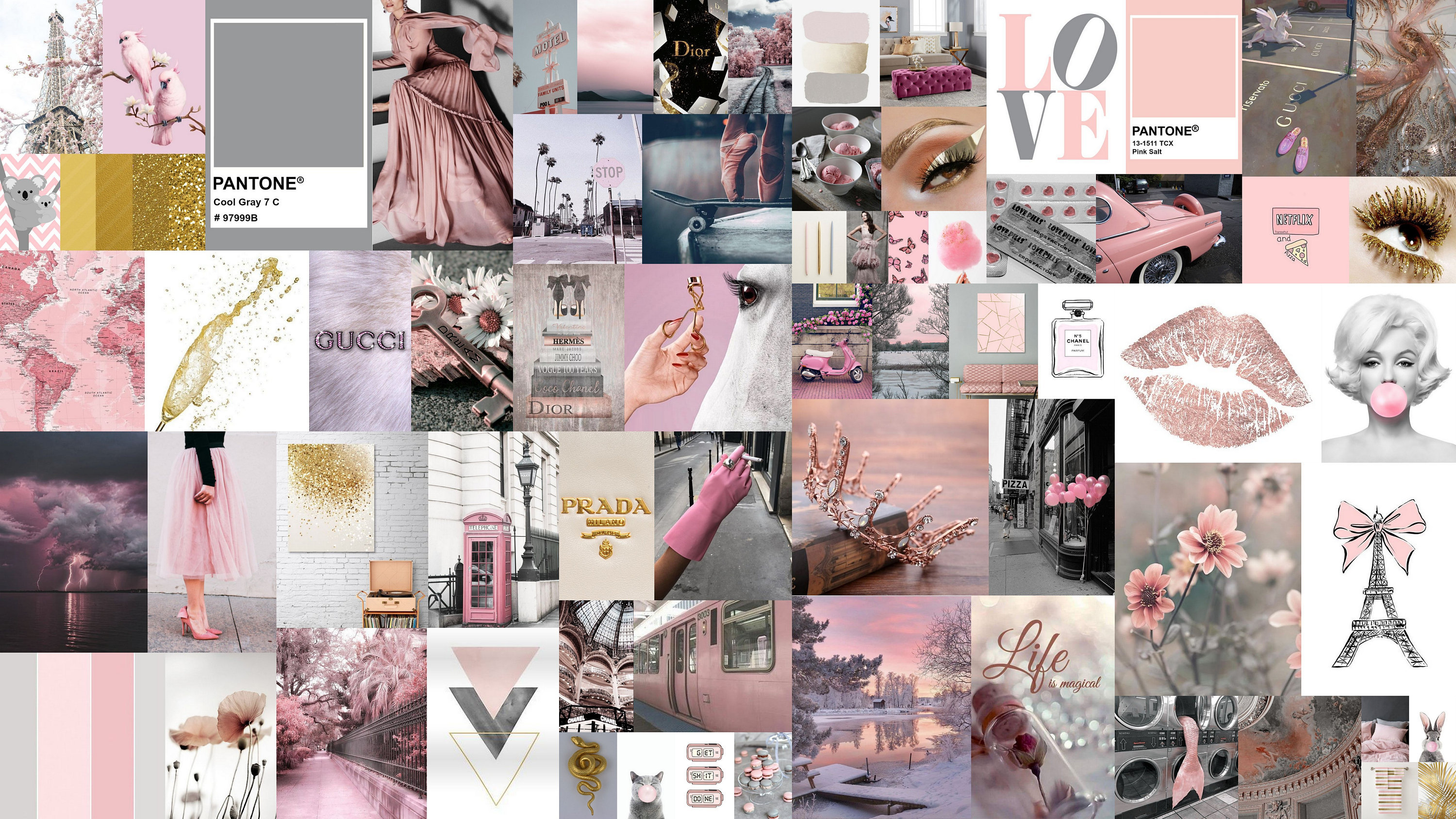 Boujee Pink Aesthetic Photo Collage Kit