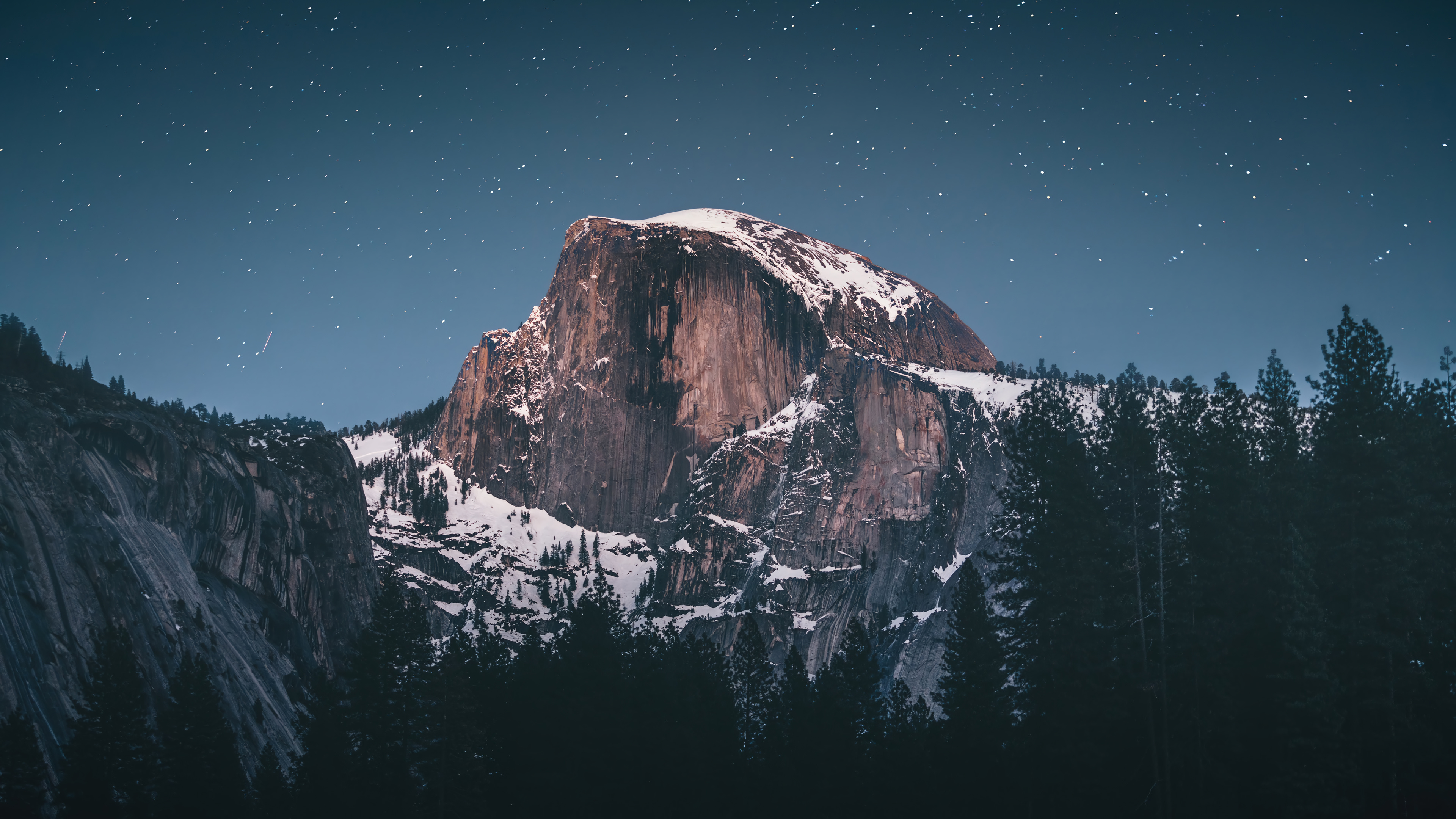 Mountain Night Sky Forest Scenery