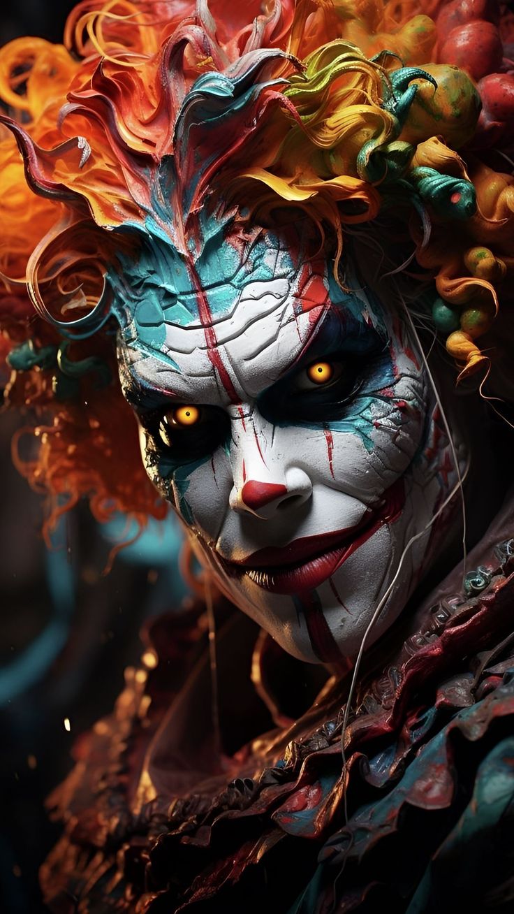 Wallpaper clown, makeup, hairstyle, art