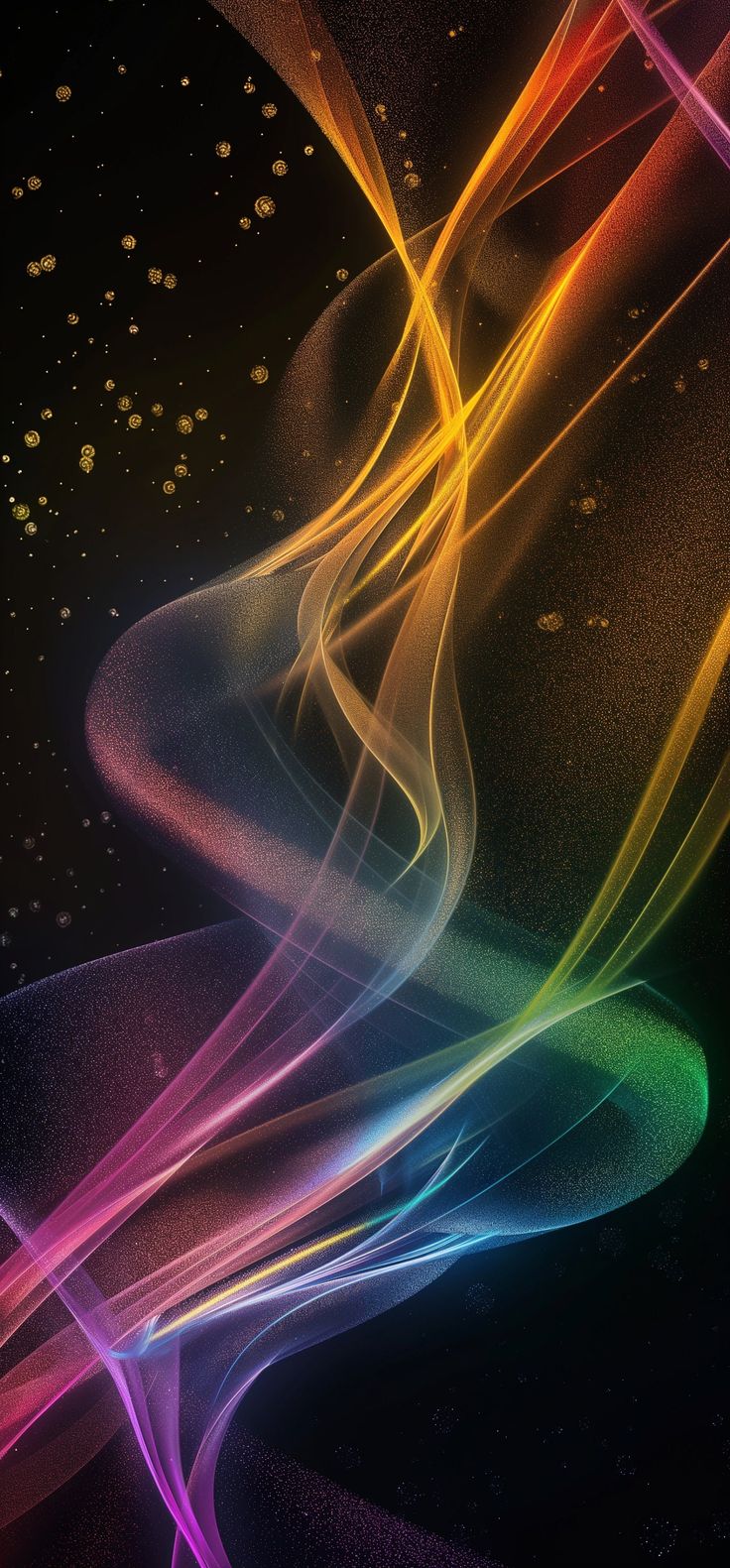 Phone Wallpaper Vibrant Spectrum Abstract Art, Energy Saving Black OLED Background, Eco Friendly Digital Download