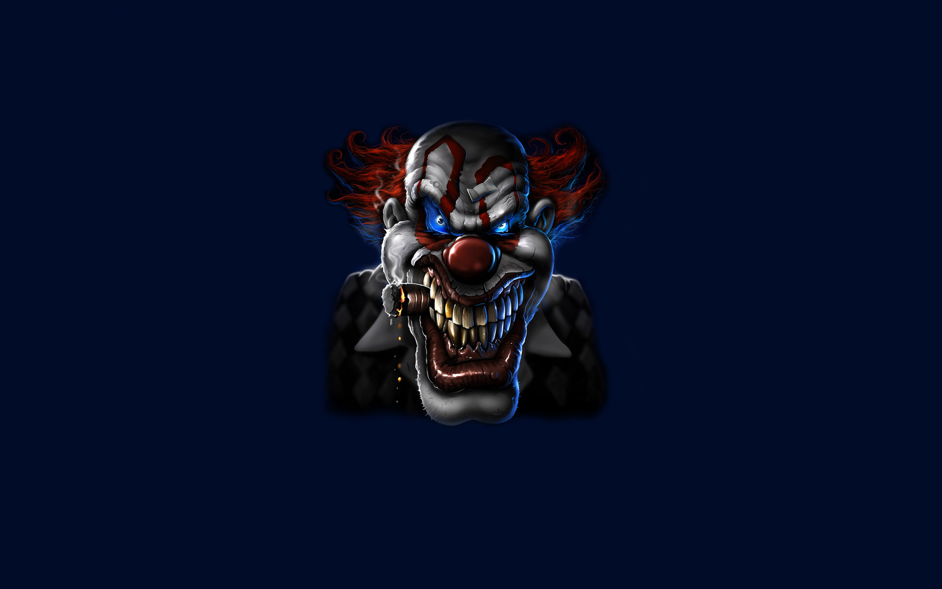Wallpaper blue, smile, dark, clown