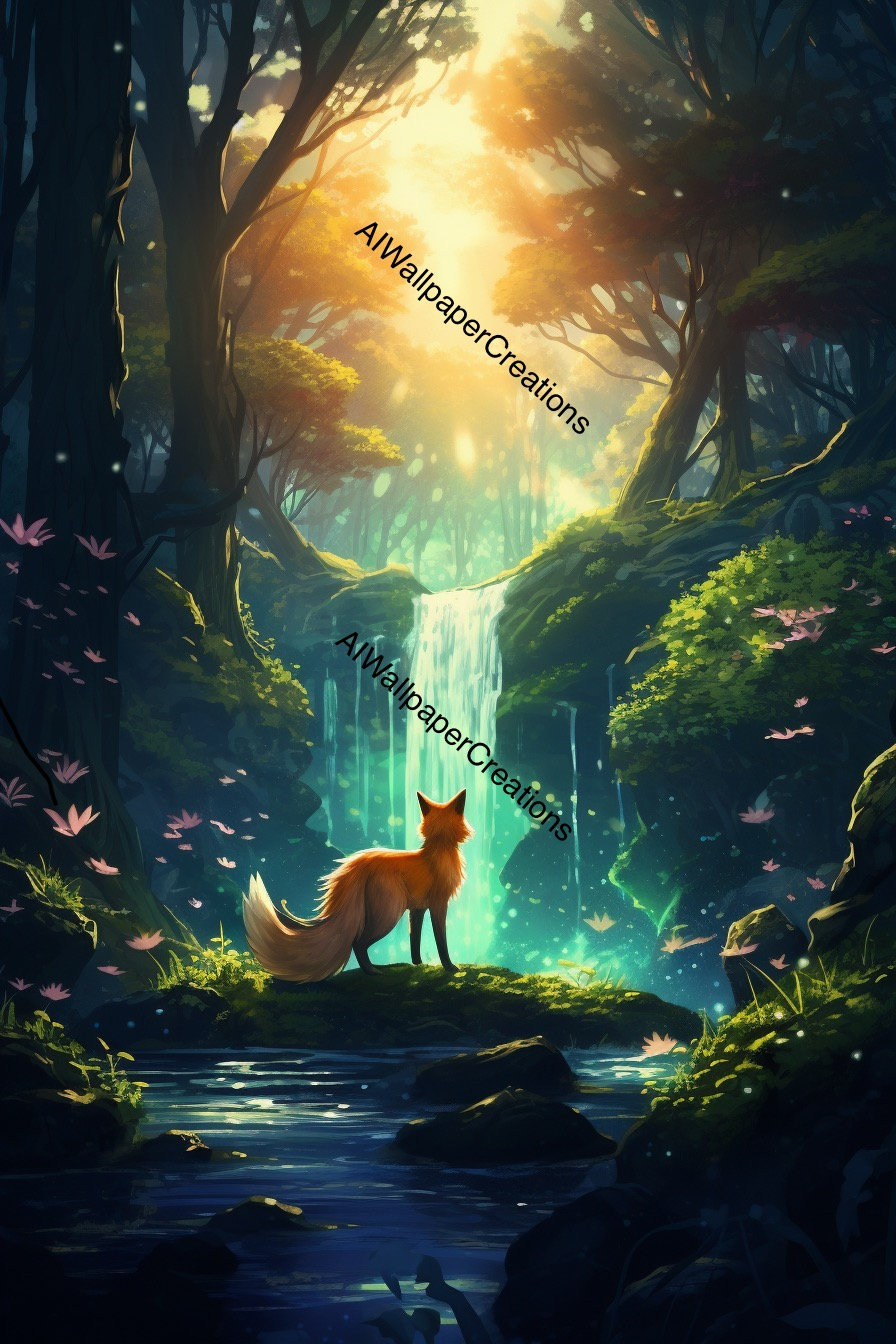 Mystical Forest With Fox Phone Tablet