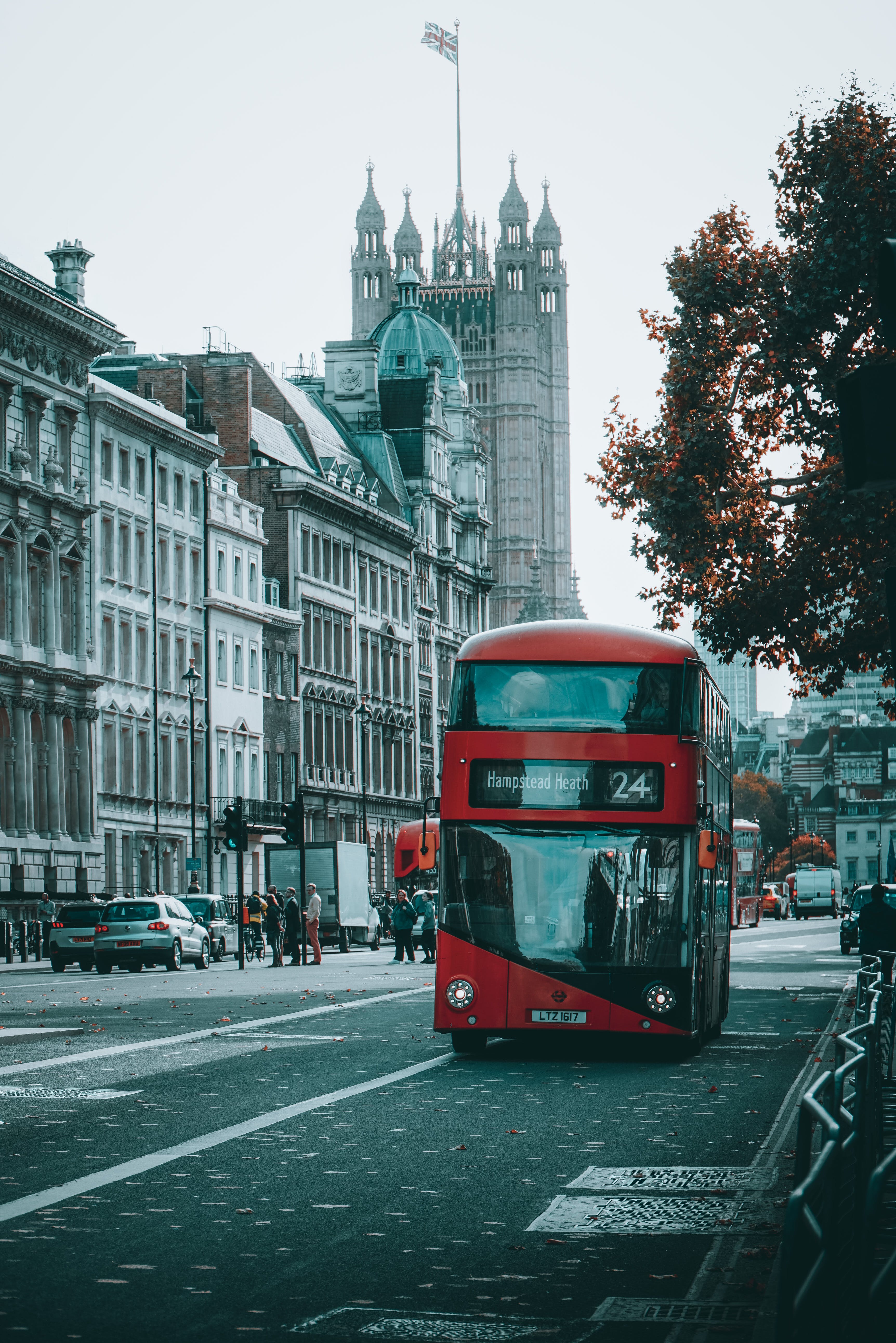 London Red Buses on Street · Free
