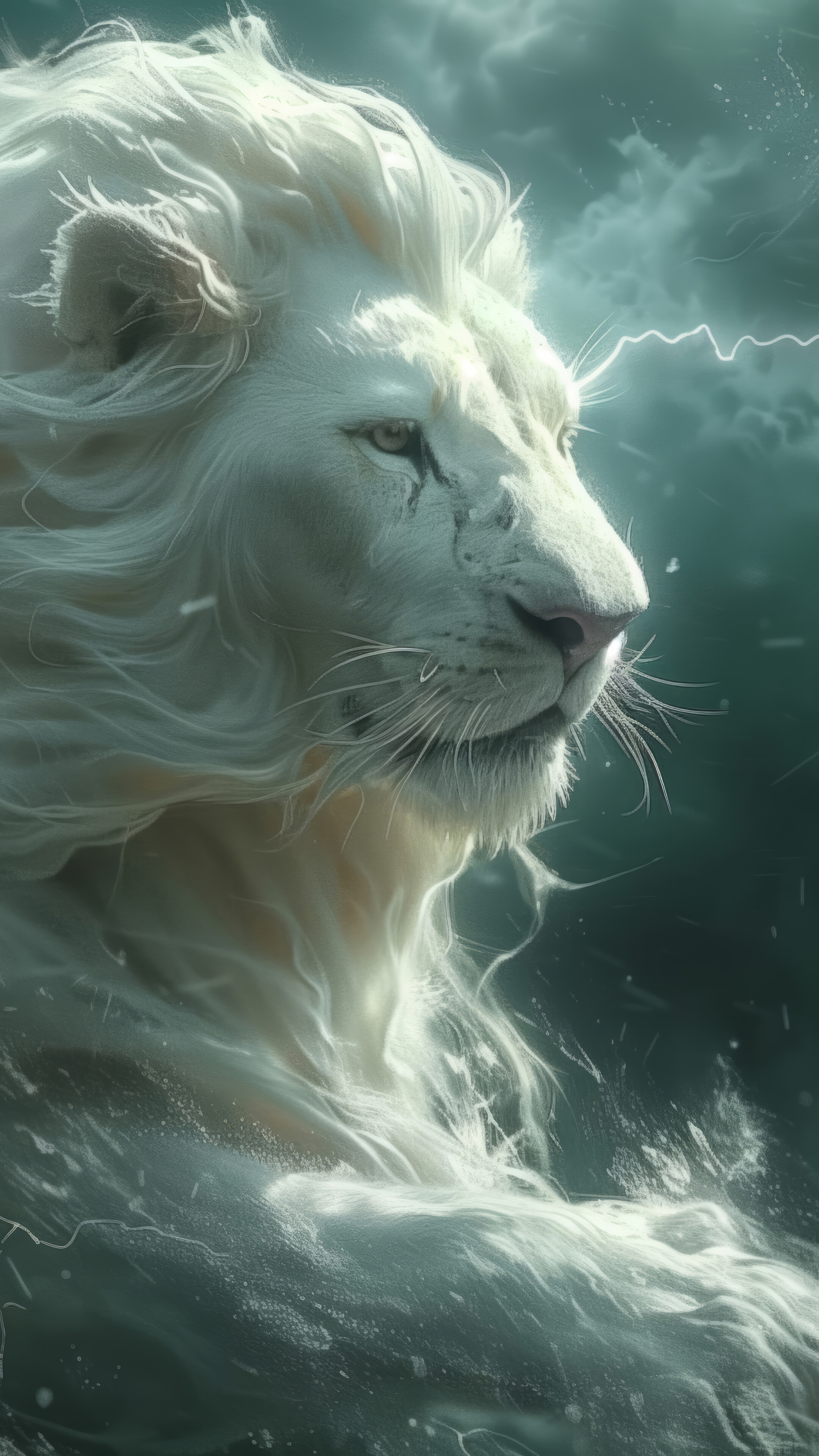 White Lion Digital Art 4K Wallpaper