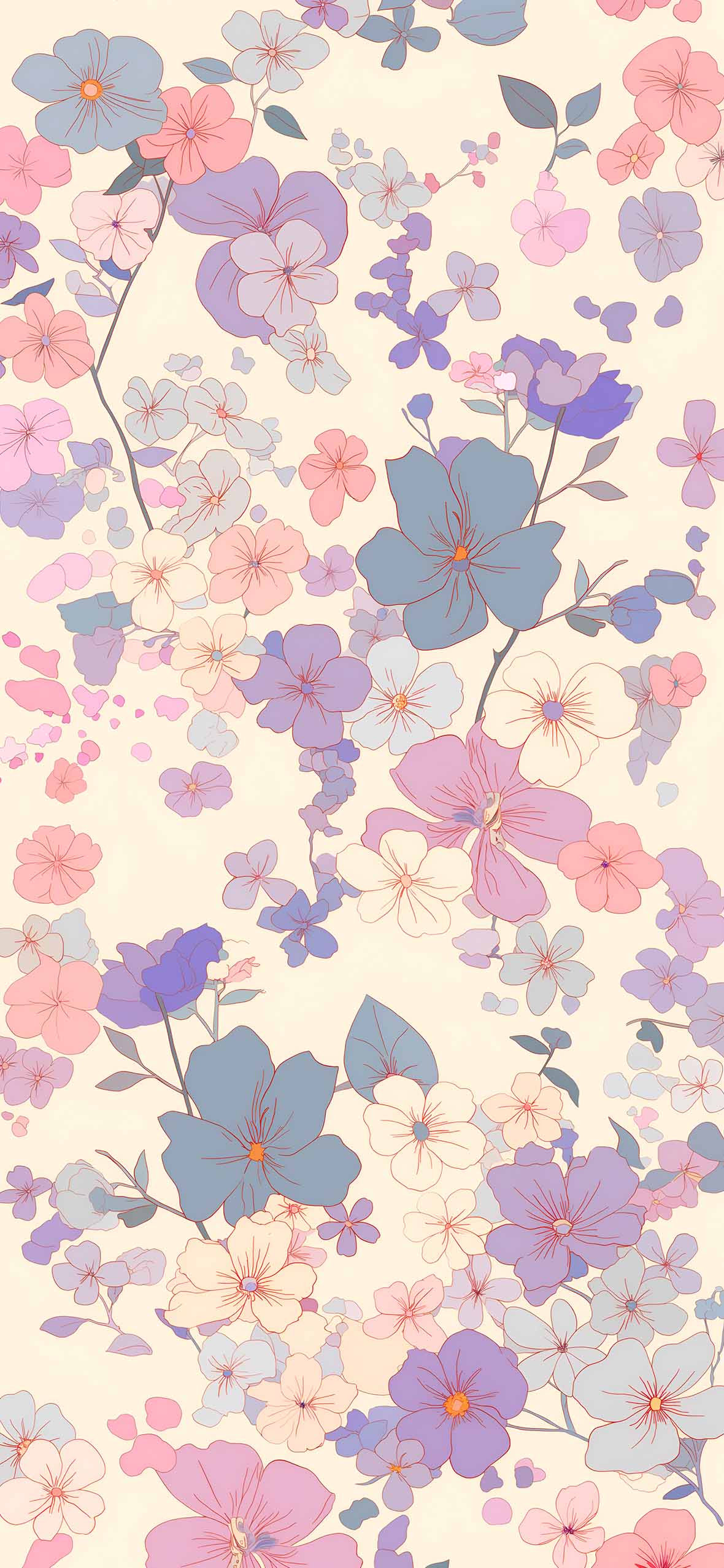 Soft Floral Pastel Pattern Wallpaper