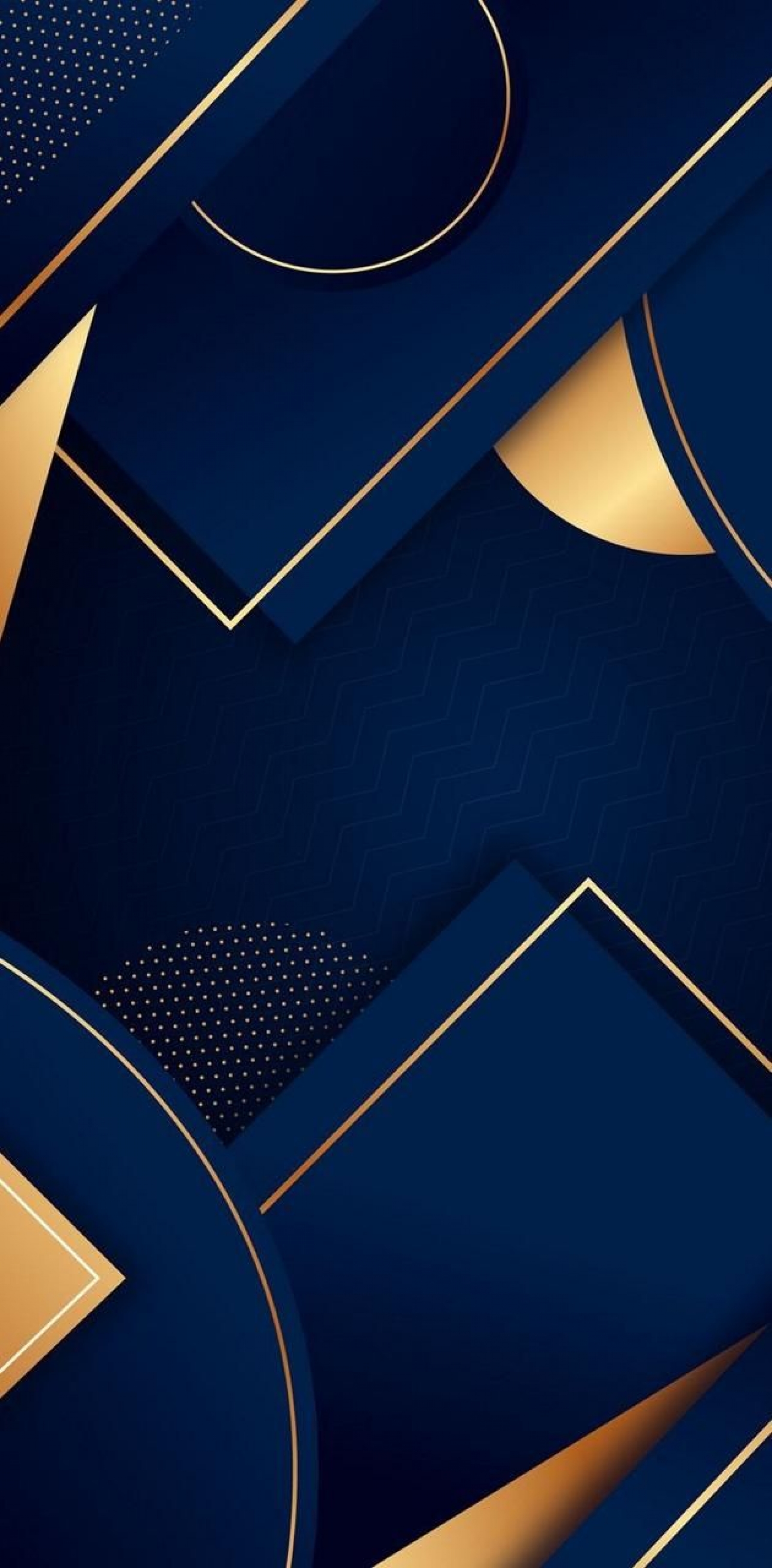 Luxury Dark Blue Shapes Panels Gold