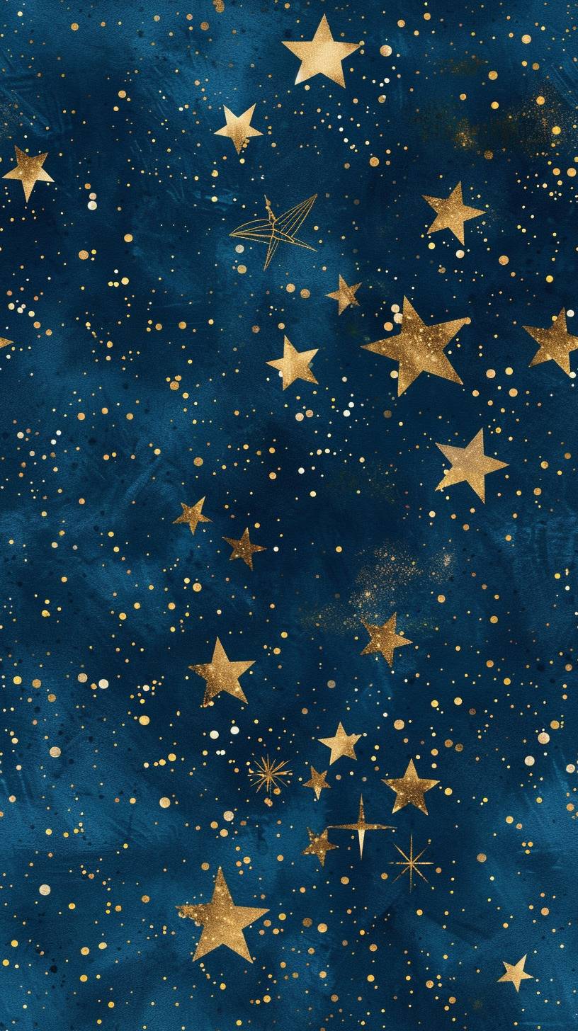 Starry sky blue and gold wallpaper