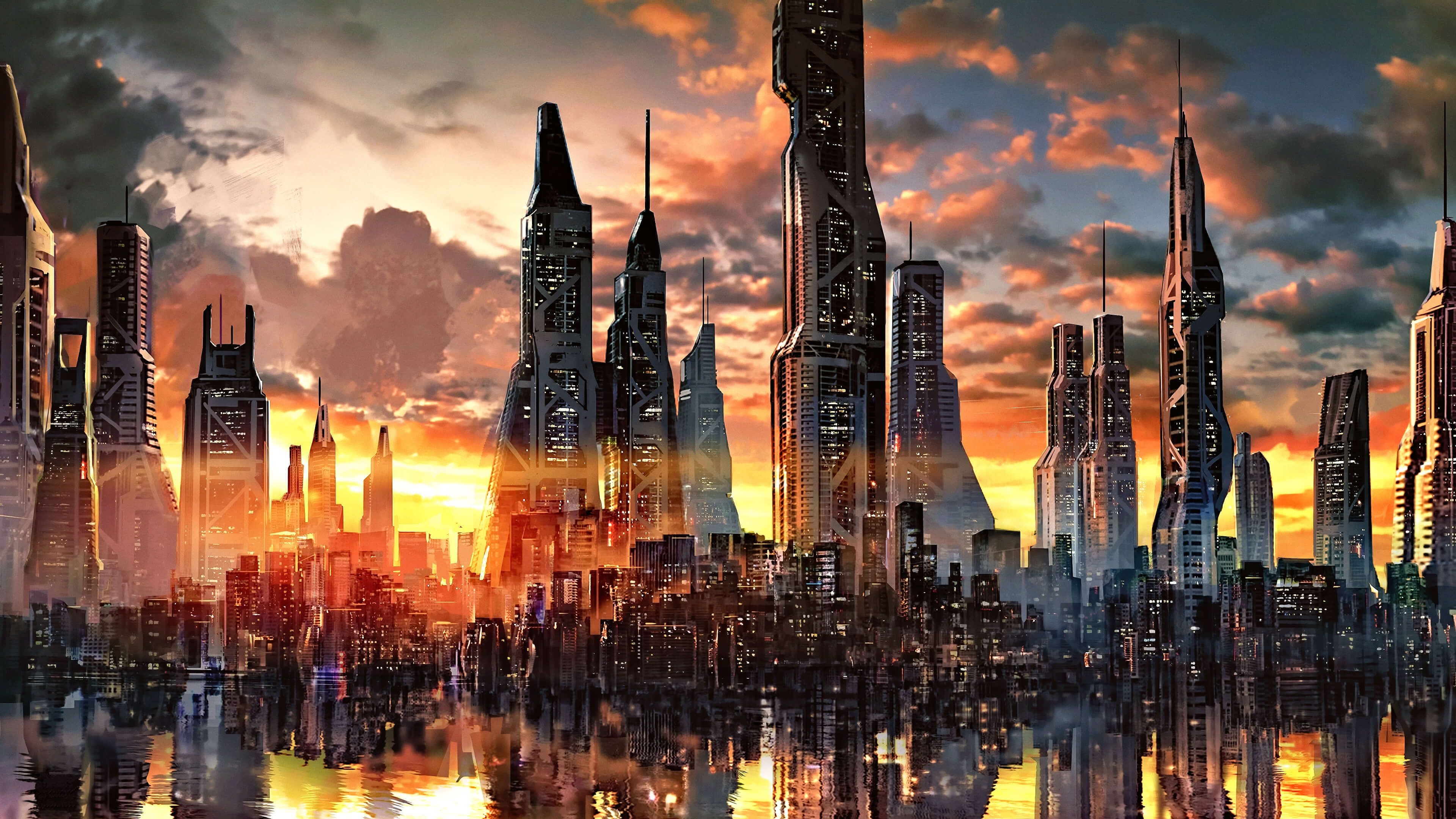 Futuristic City Skyline Wallpaper 31