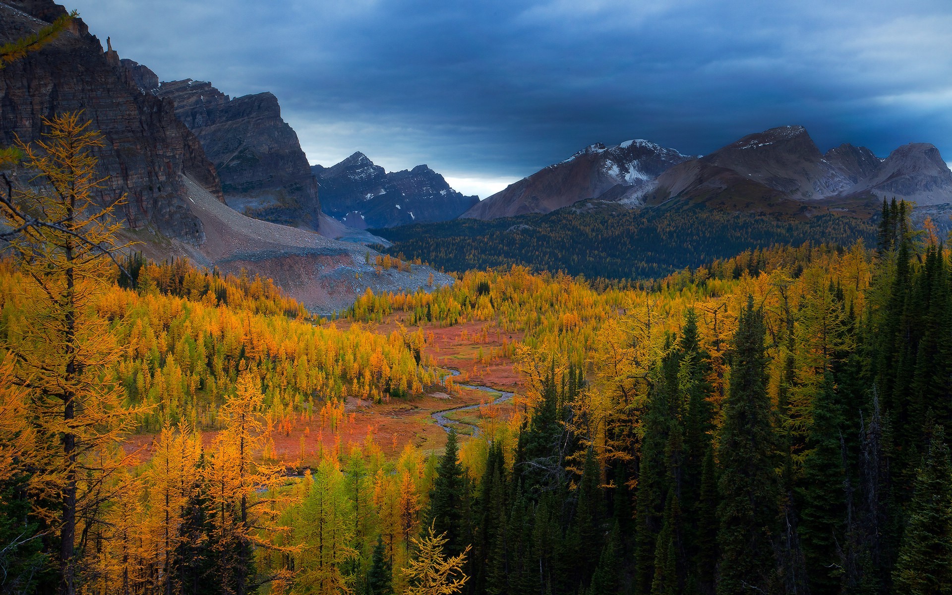 Wallpaper Canada, autumn, mountains, stream, Rockies for mobile and desktop, section пейзажи, resolution 1920x1200