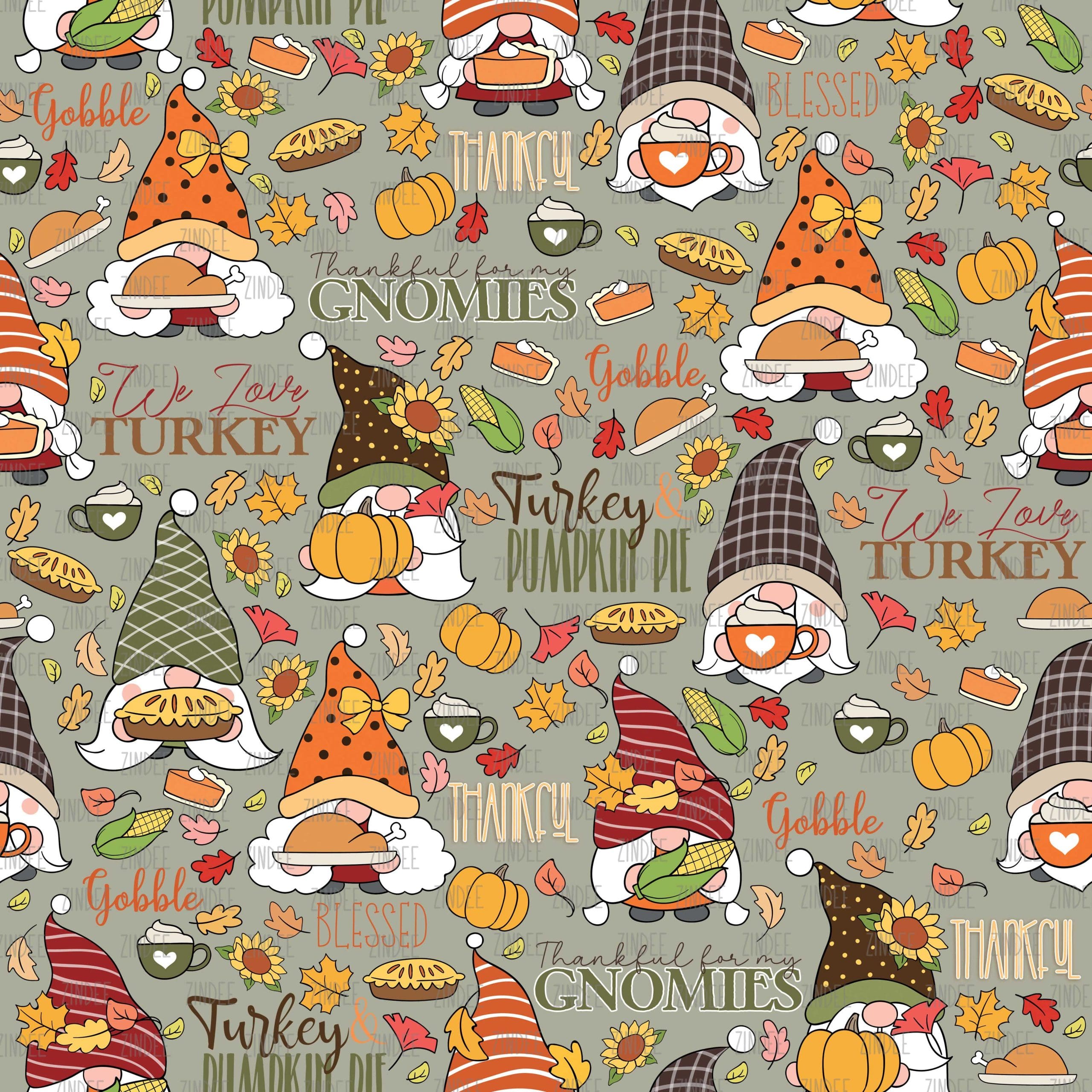 Gnomes Sweet Thanksgiving seamless (digital paper)