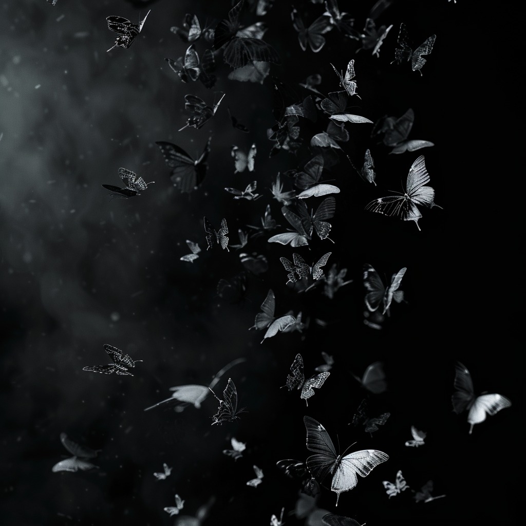 Black and White Butterflies AI Image