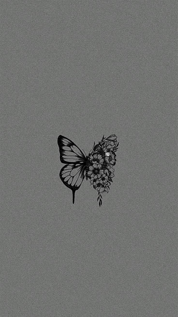 Download Black Butterfly With Flowers