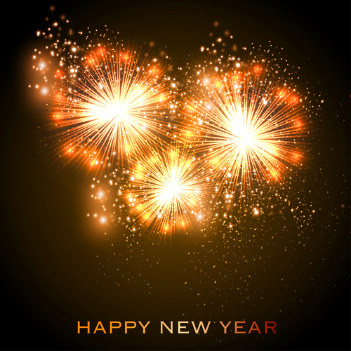 Happy new year fireworks vector free