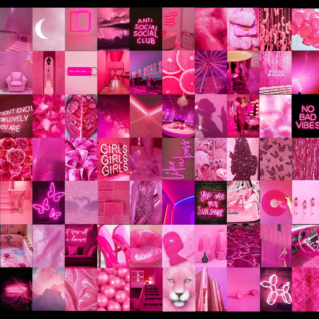 Pink Photo Wall Collage Kit, Hot Pink