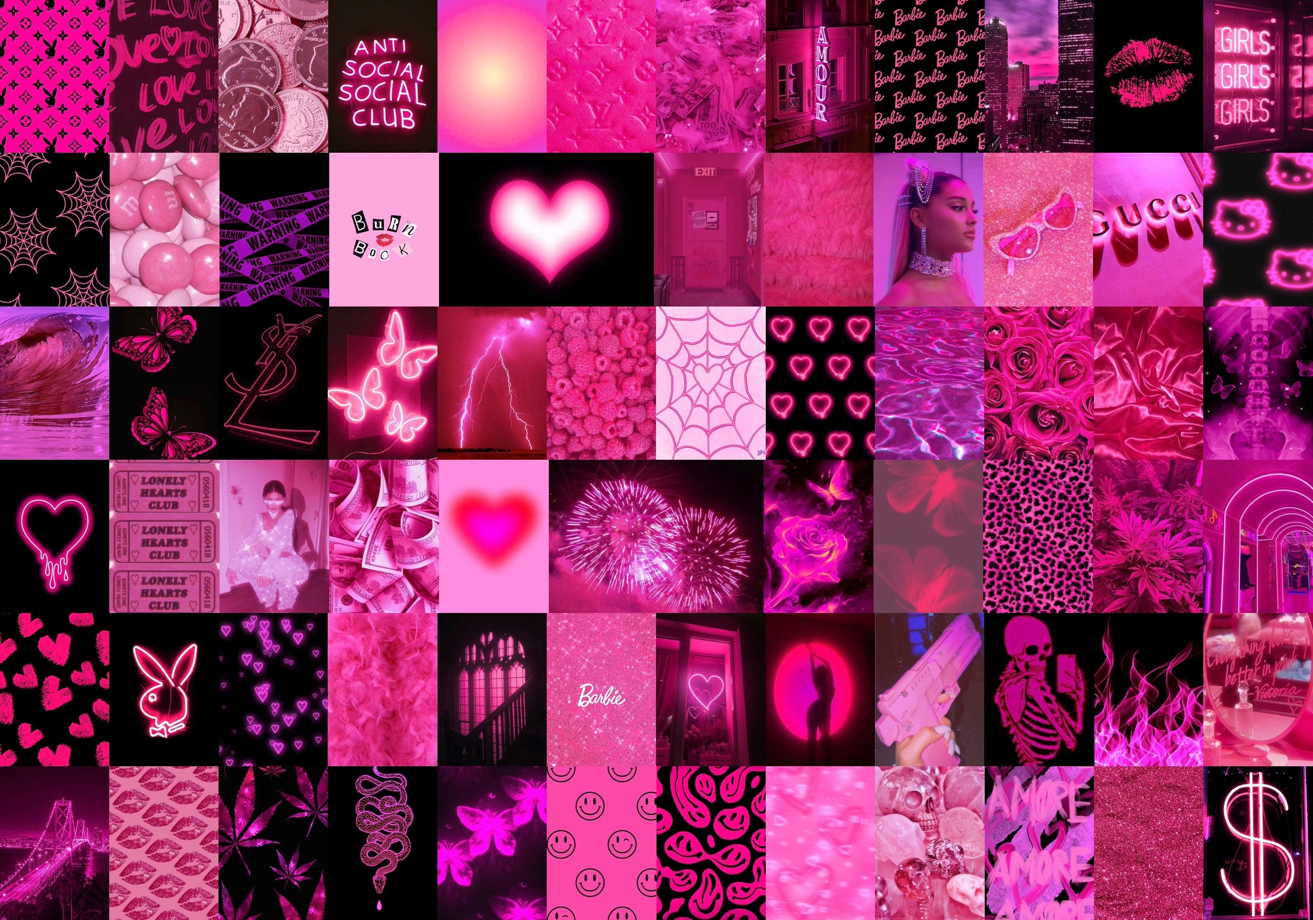 Hot Pink Aesthetic Photo Collage Kit
