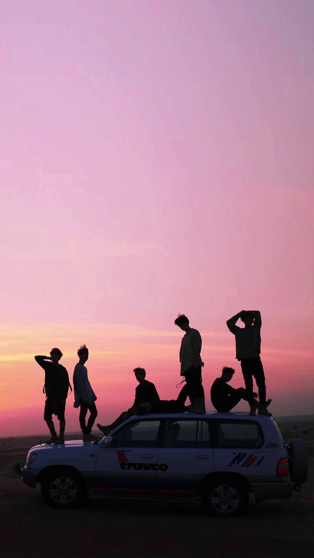 Aesthetic Bts Silhouette On Pink Skies