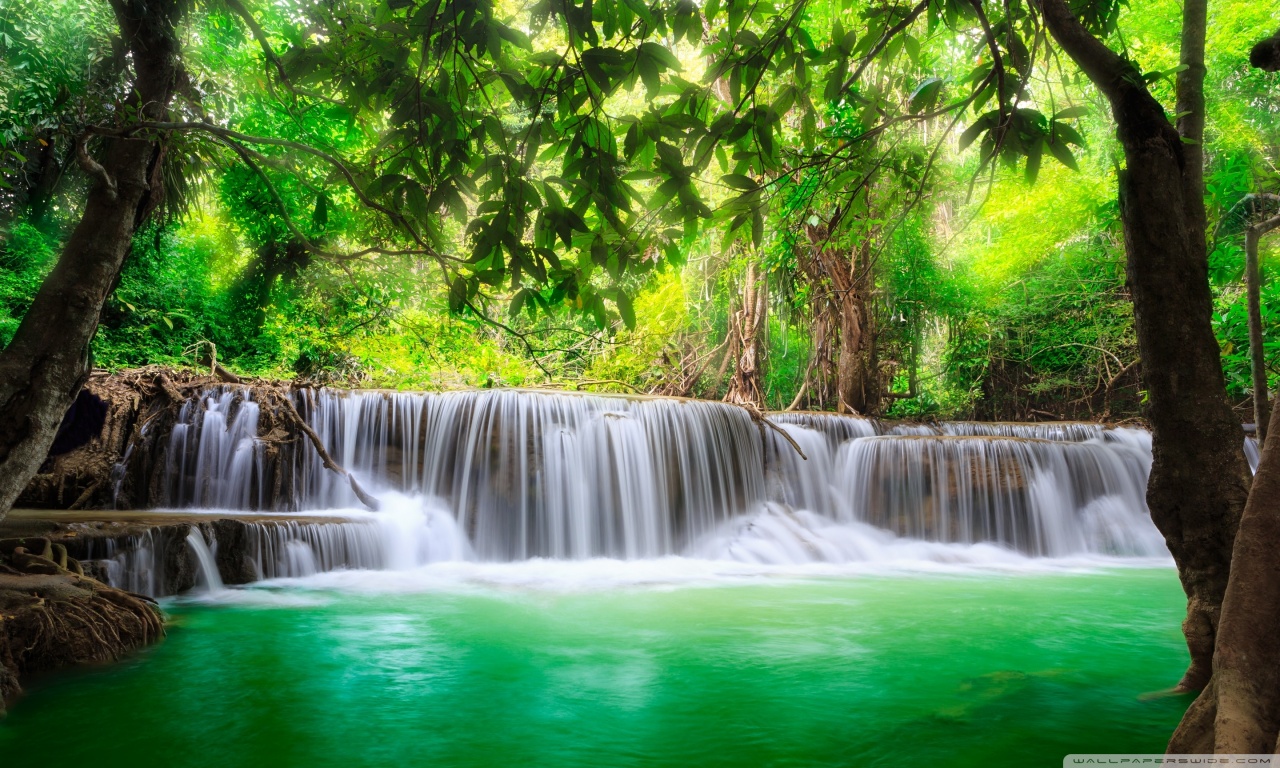 Green Tropical Waterfall Ultra HD