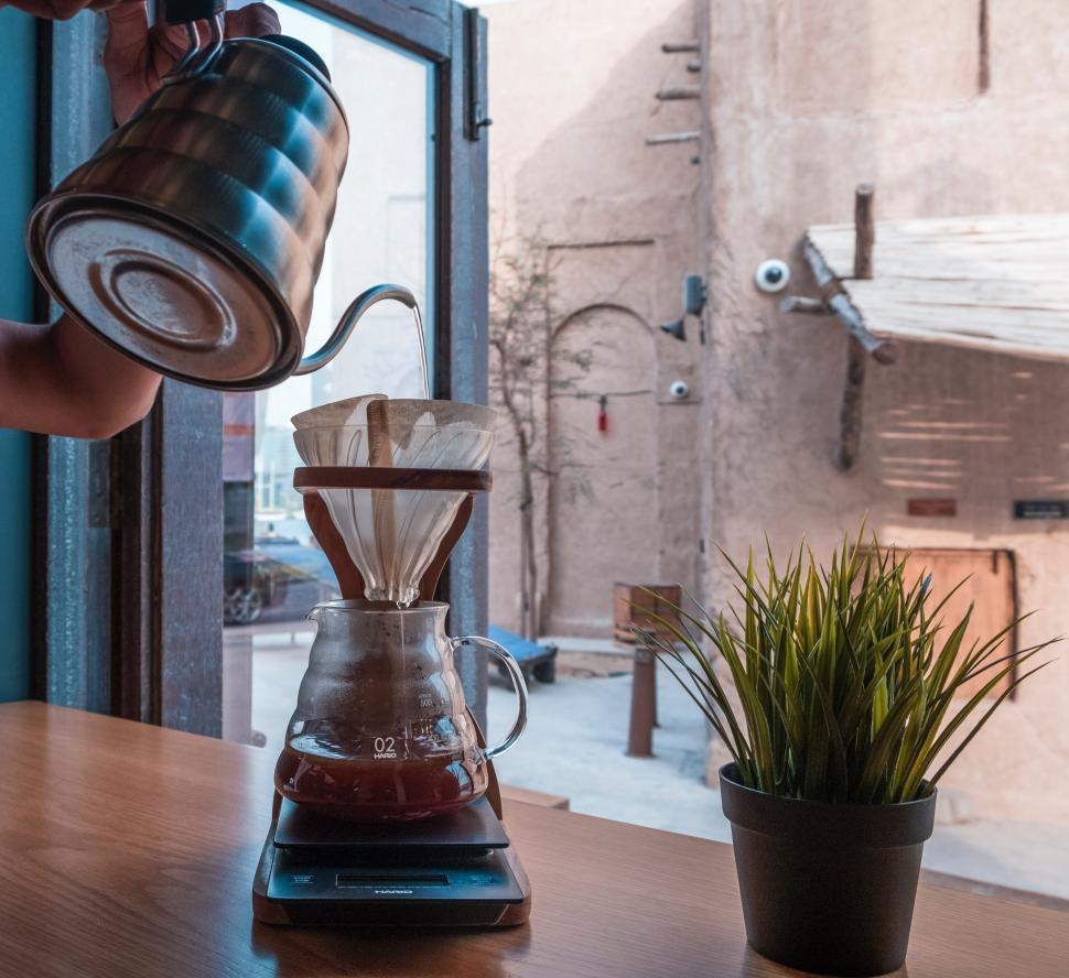 paper filter coffee over coffee