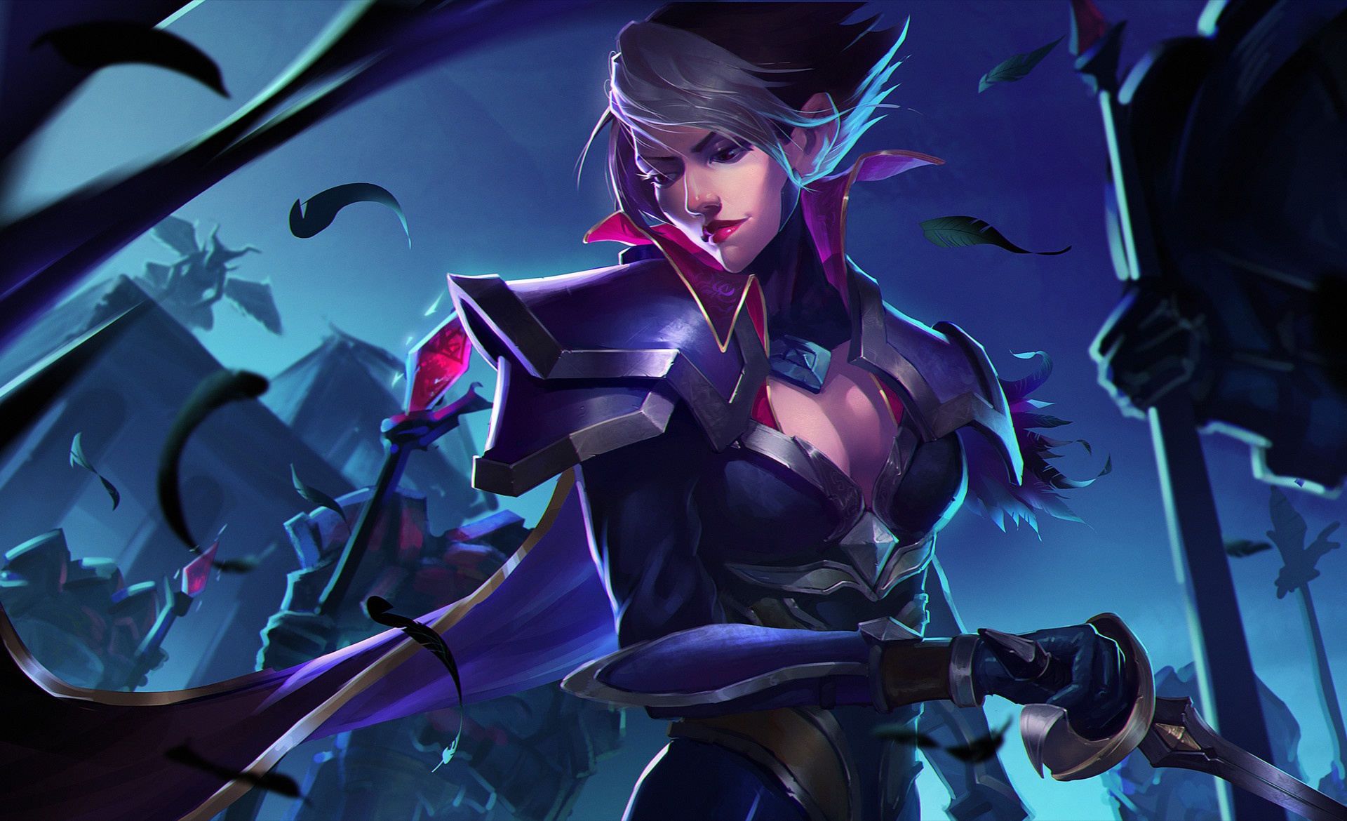 Wallpaper girl, art, Fiora, League Of