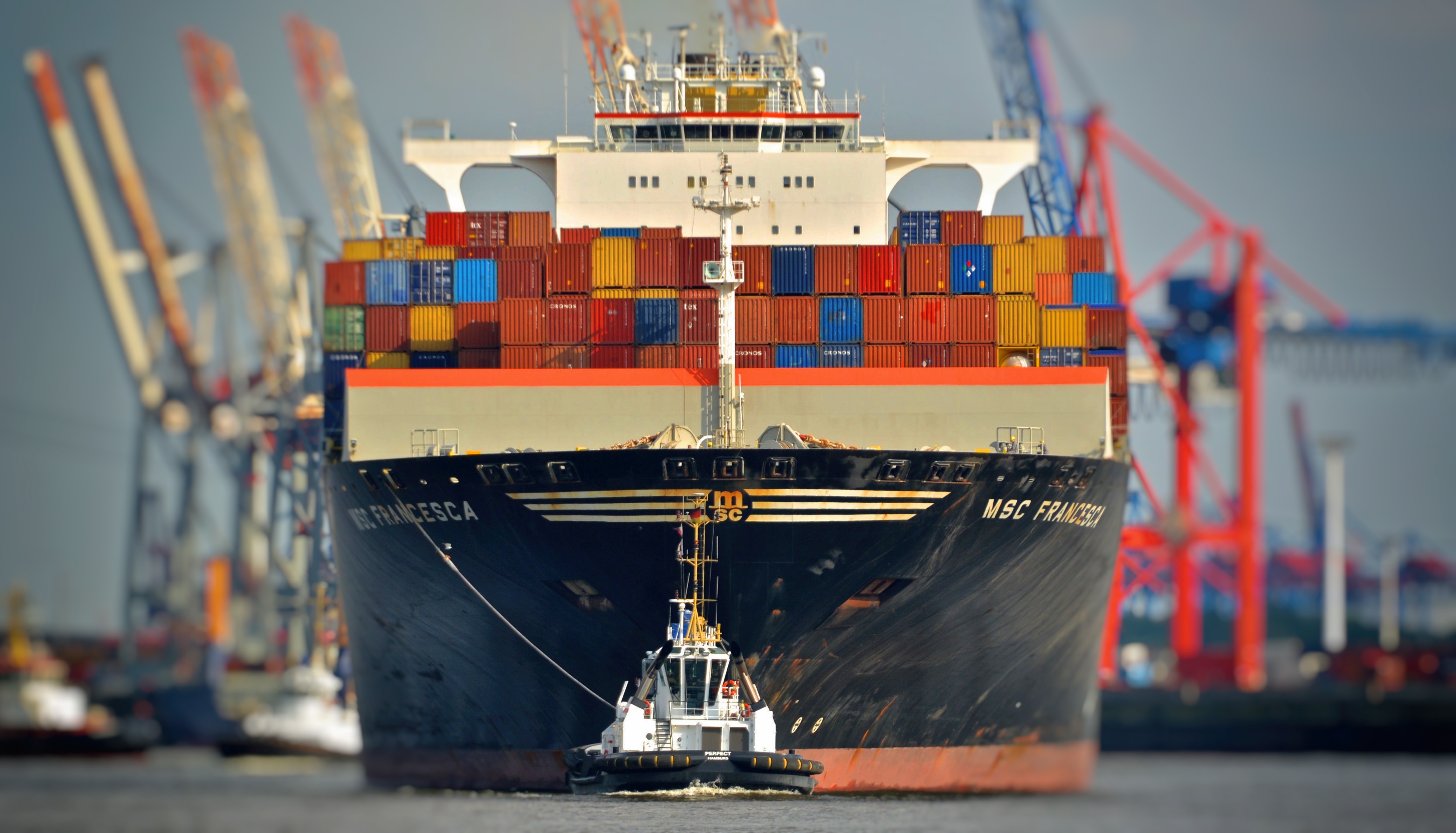 Wallpaper Port, The ship, Nose, A container ship, Port, Tank, Francesca, MSC for mobile and desktop, section другая техника, resolution 4580x2620