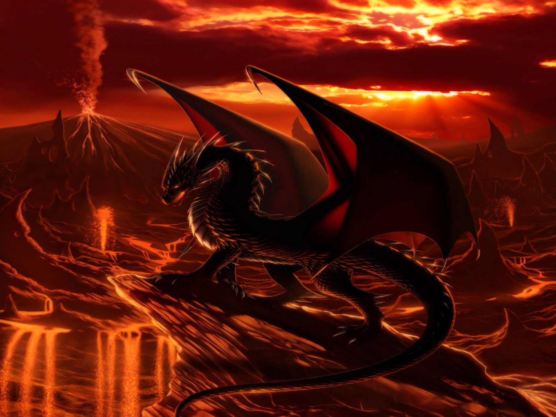 Fiery Dragon Fantasy HD Wallpaper