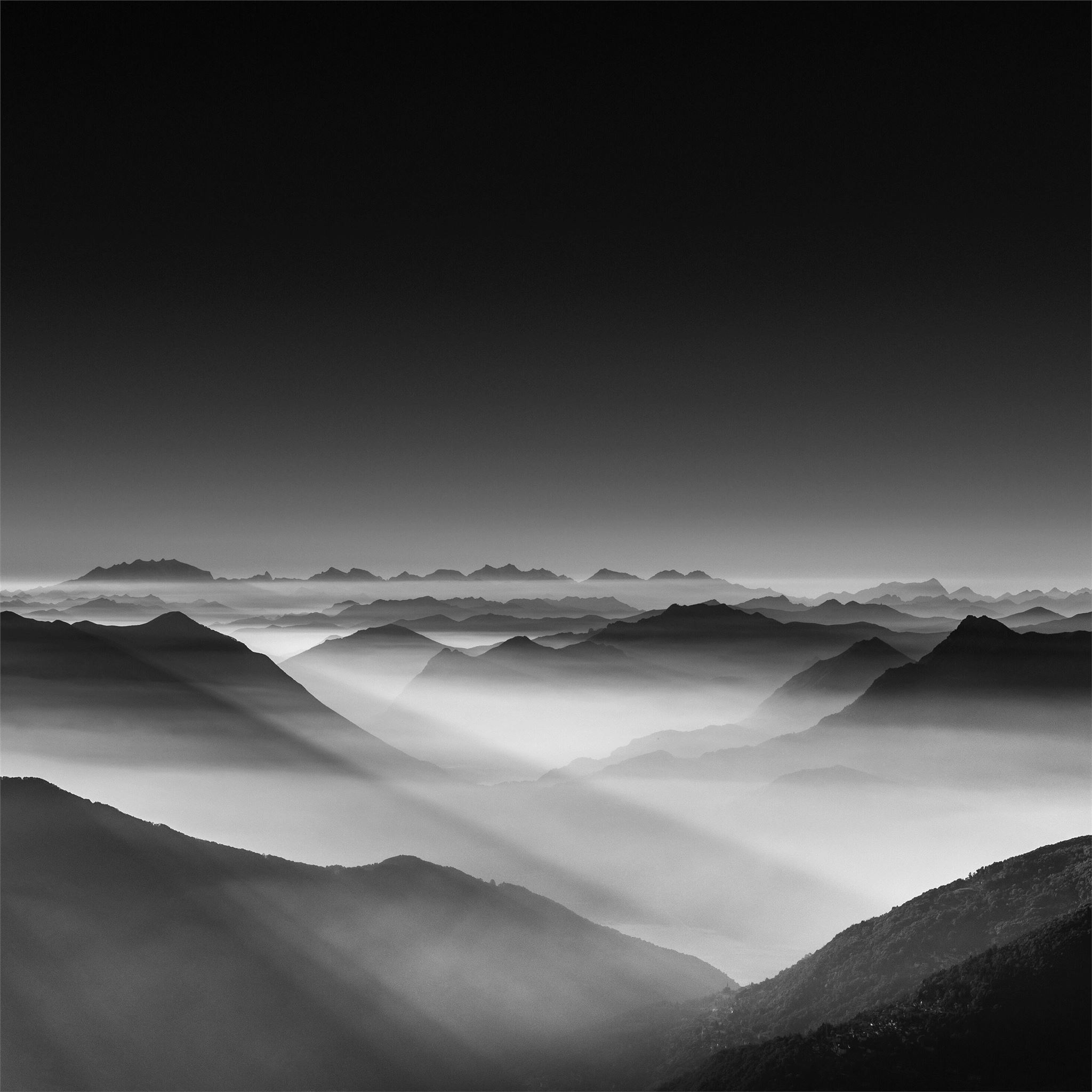 haze mountain landscape monochrome 5k